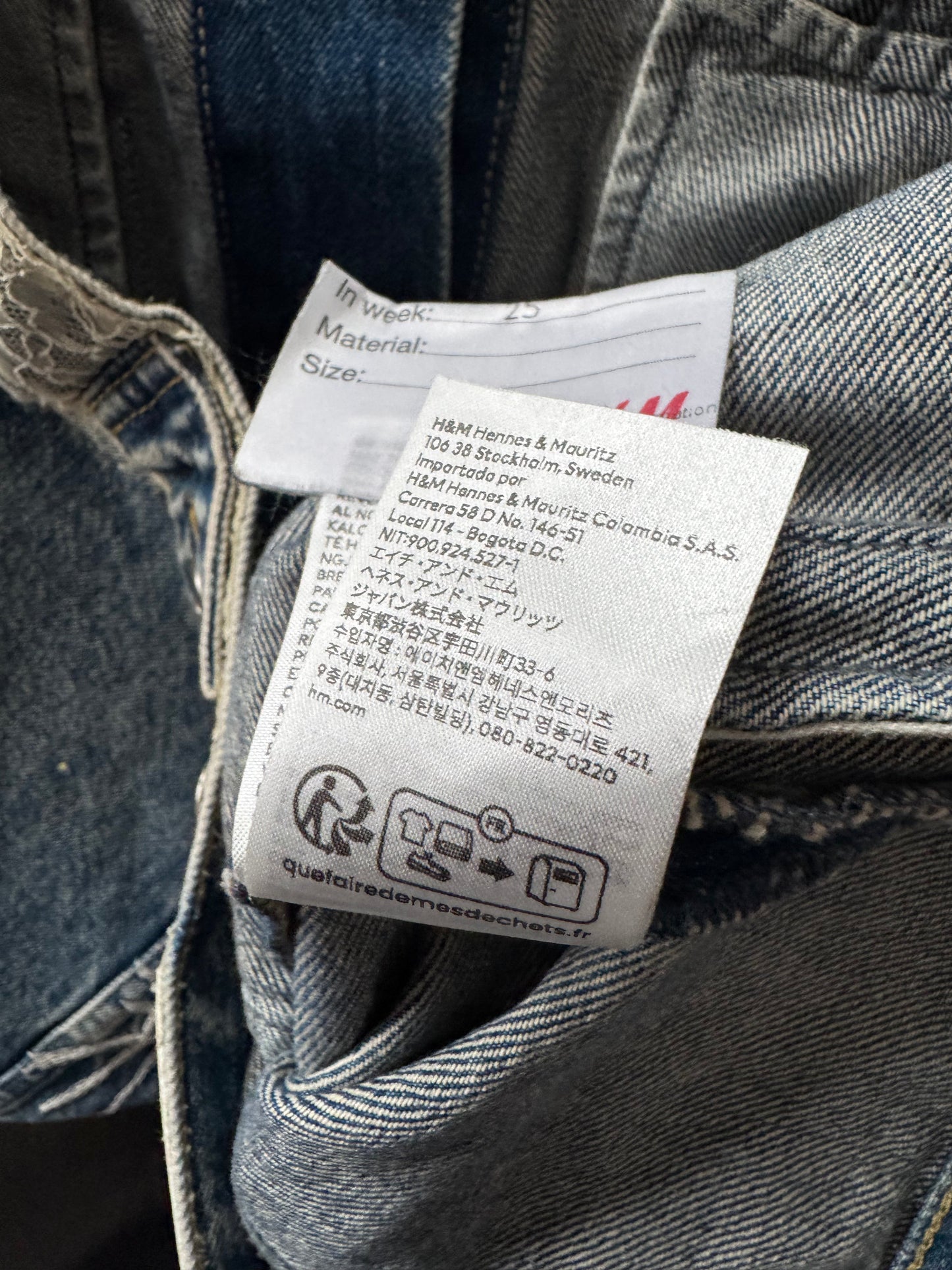H&M × Jean-Michel Basquiat × Who Decides War Distressed Rhinestone Denim Jacket