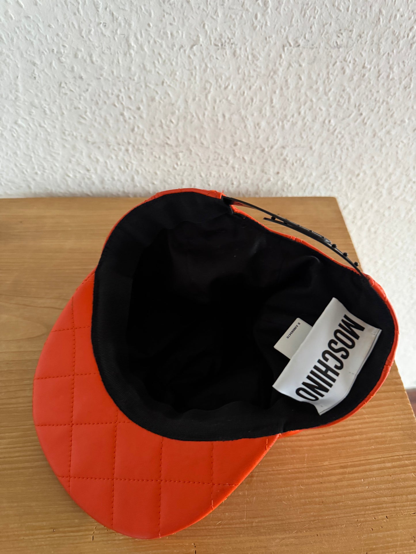 Moschino FW14 Quilted Leather Logo Cap