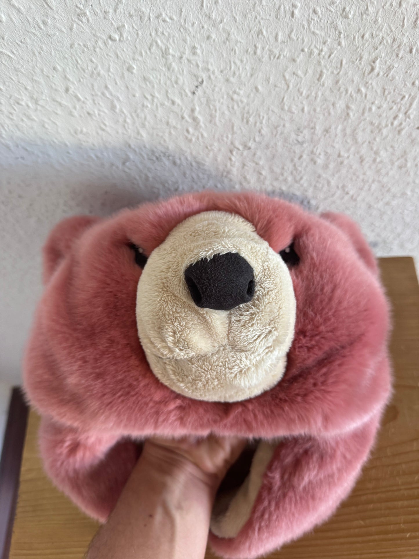Dolce & Gabbana FW17 Pink Plush Bear Head Hat