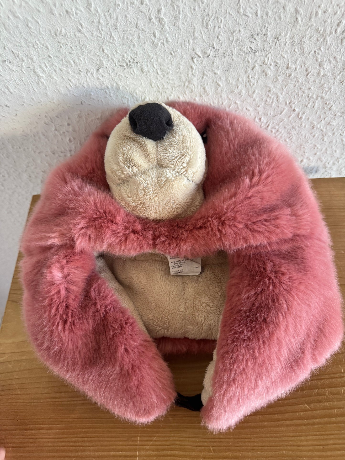 Dolce & Gabbana FW17 Pink Plush Bear Head Hat