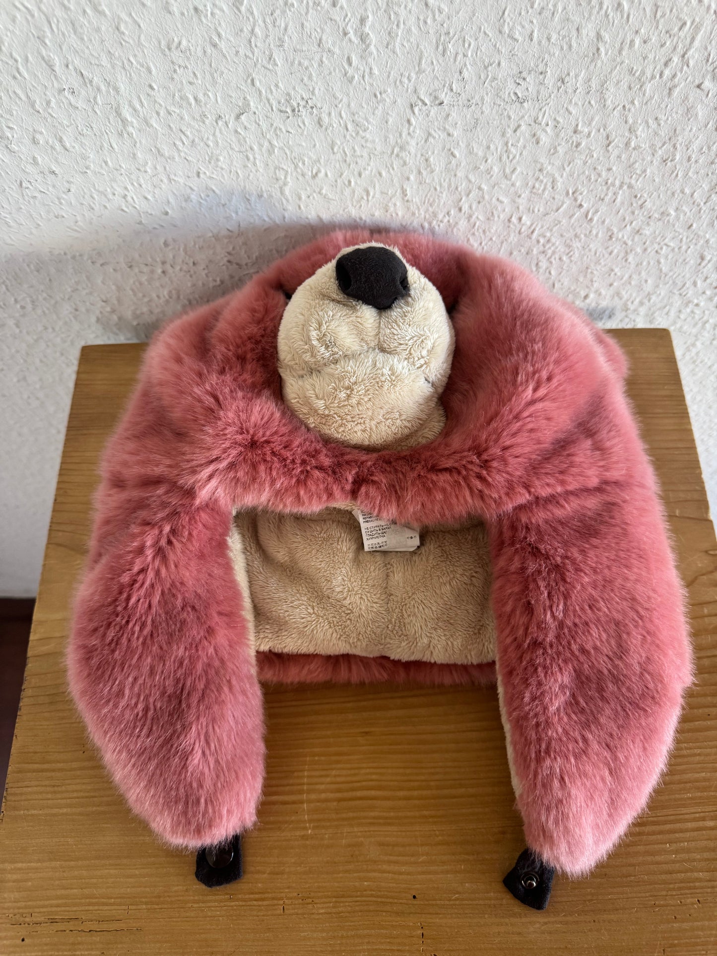 Dolce & Gabbana FW17 Pink Plush Bear Head Hat