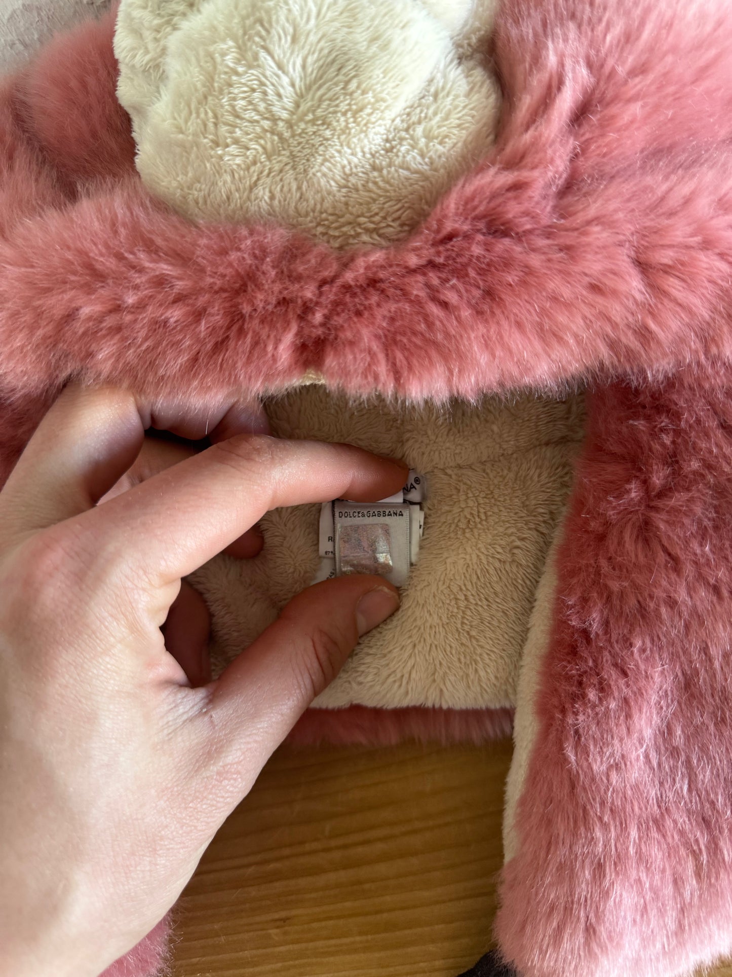 Dolce & Gabbana FW17 Pink Plush Bear Head Hat