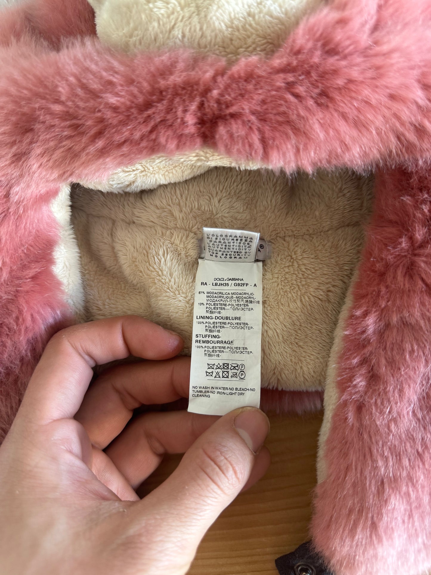 Dolce & Gabbana FW17 Pink Plush Bear Head Hat