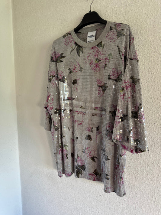 Adidas x Jeremy Scott Sequin Floral Oversized Long Shirt Dress
