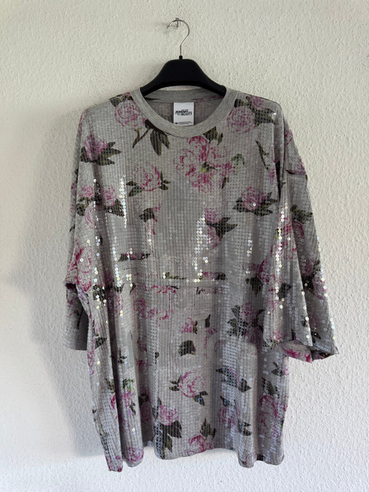 Adidas x Jeremy Scott Sequin Floral Oversized Long Shirt Dress
