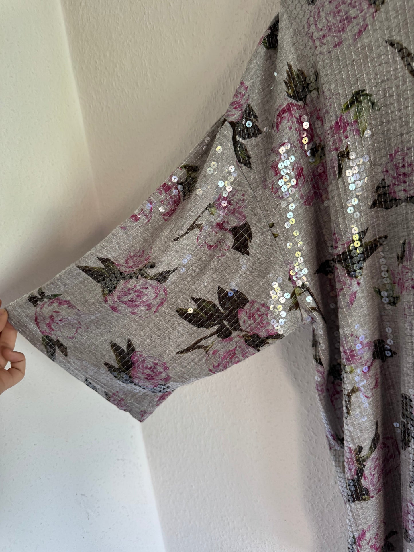 Adidas x Jeremy Scott Sequin Floral Oversized Long Shirt Dress