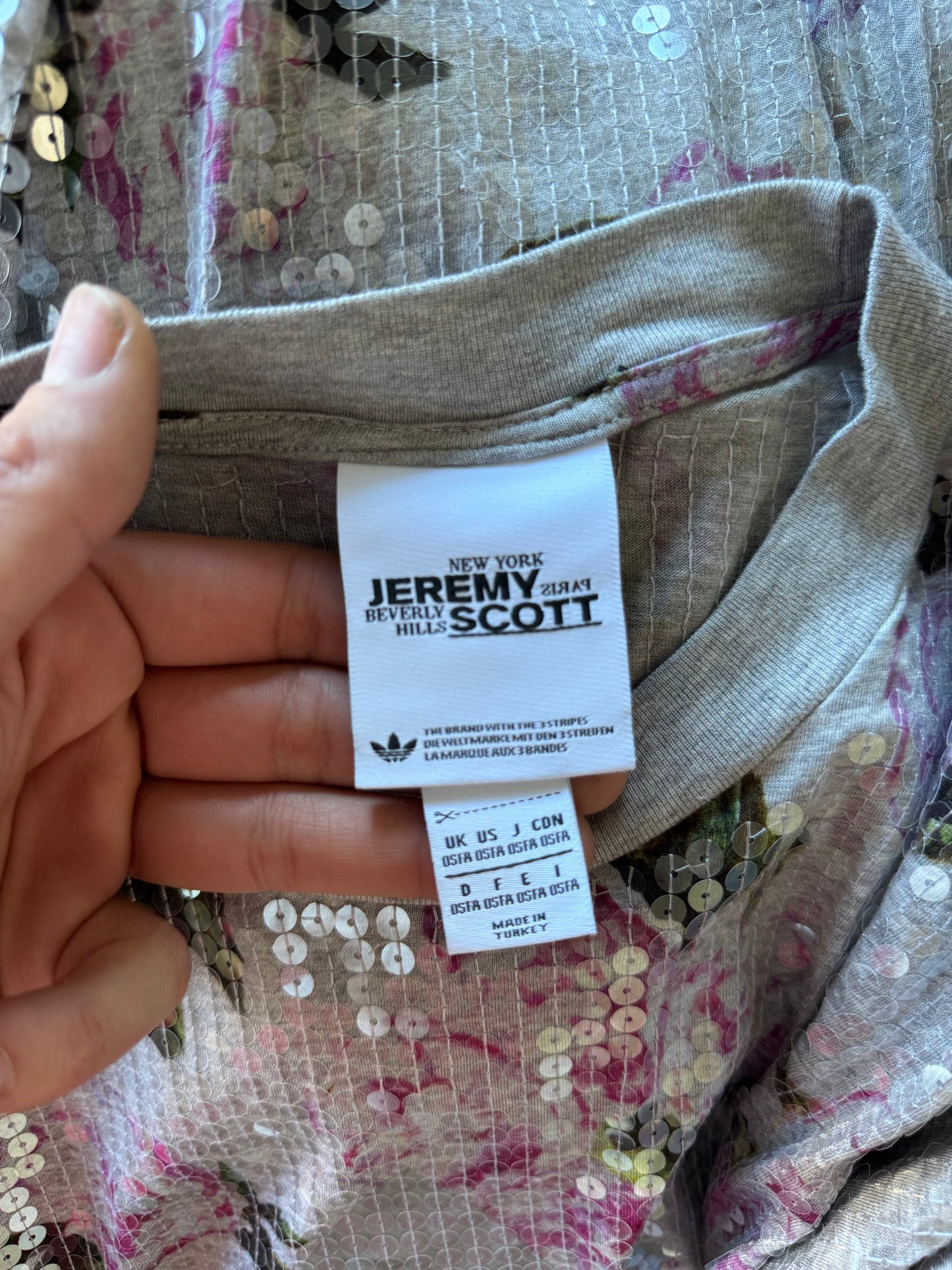Adidas x Jeremy Scott Sequin Floral Oversized Long Shirt Dress