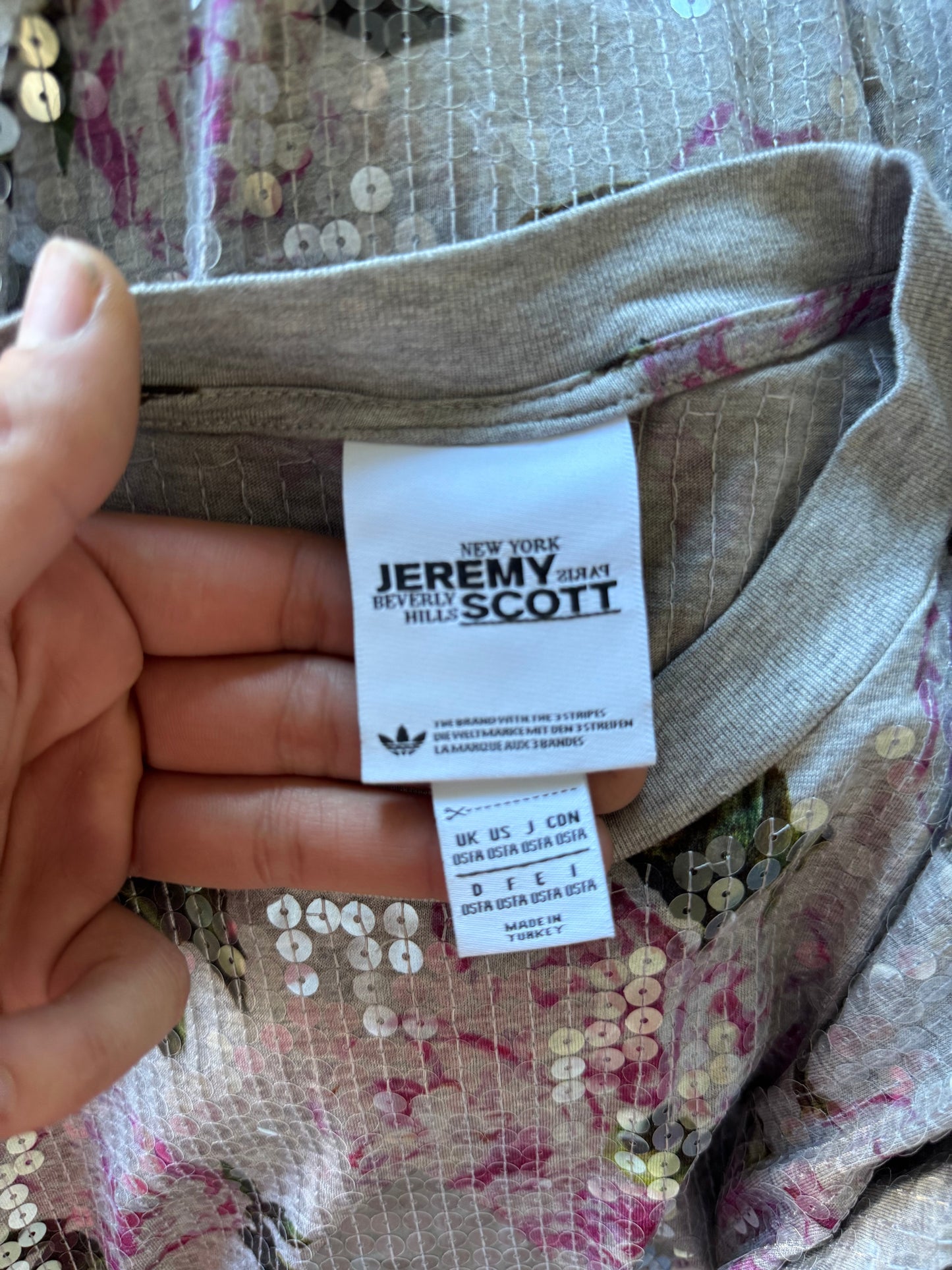 Adidas x Jeremy Scott Sequin Floral Oversized Long Shirt Dress