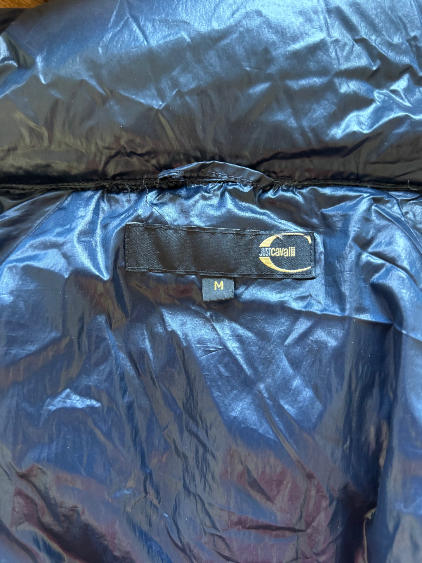 Just Cavalli Glossy Down Fur Trim Puffer Coat