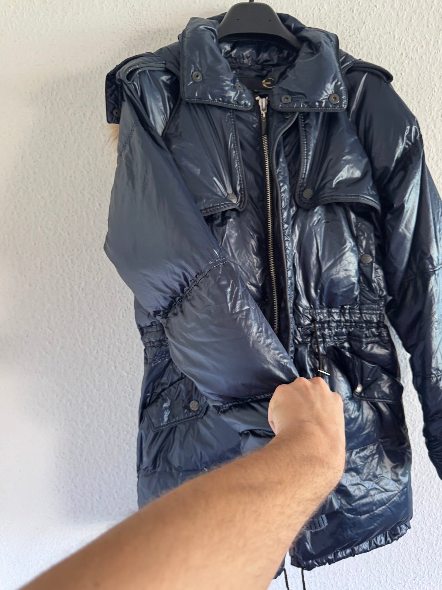 Just Cavalli Glossy Down Fur Trim Puffer Coat