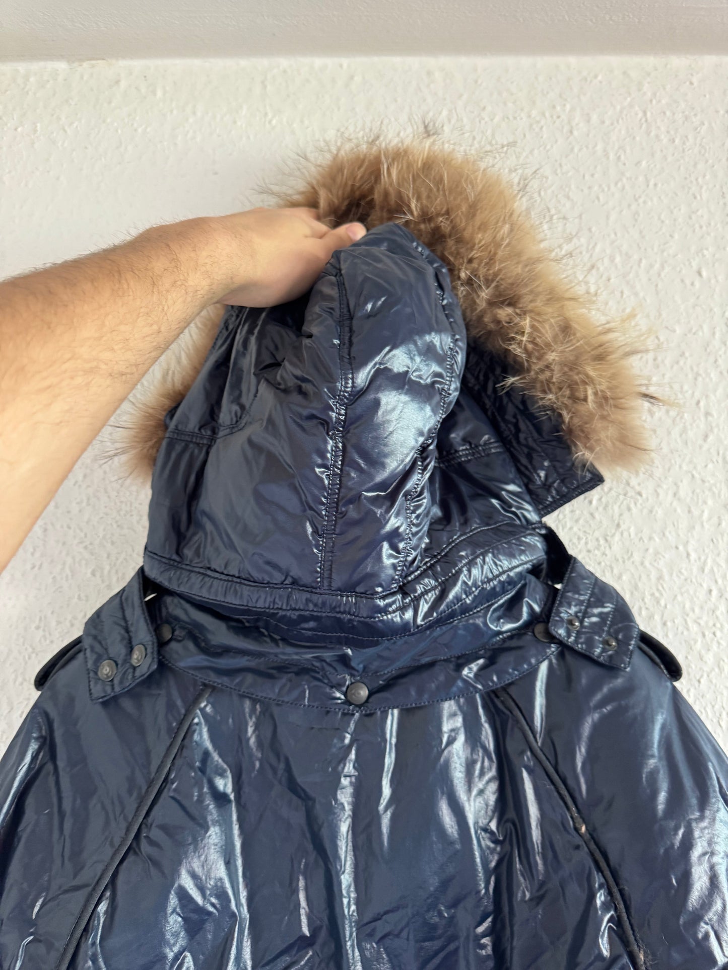 Just Cavalli Glossy Down Fur Trim Puffer Coat