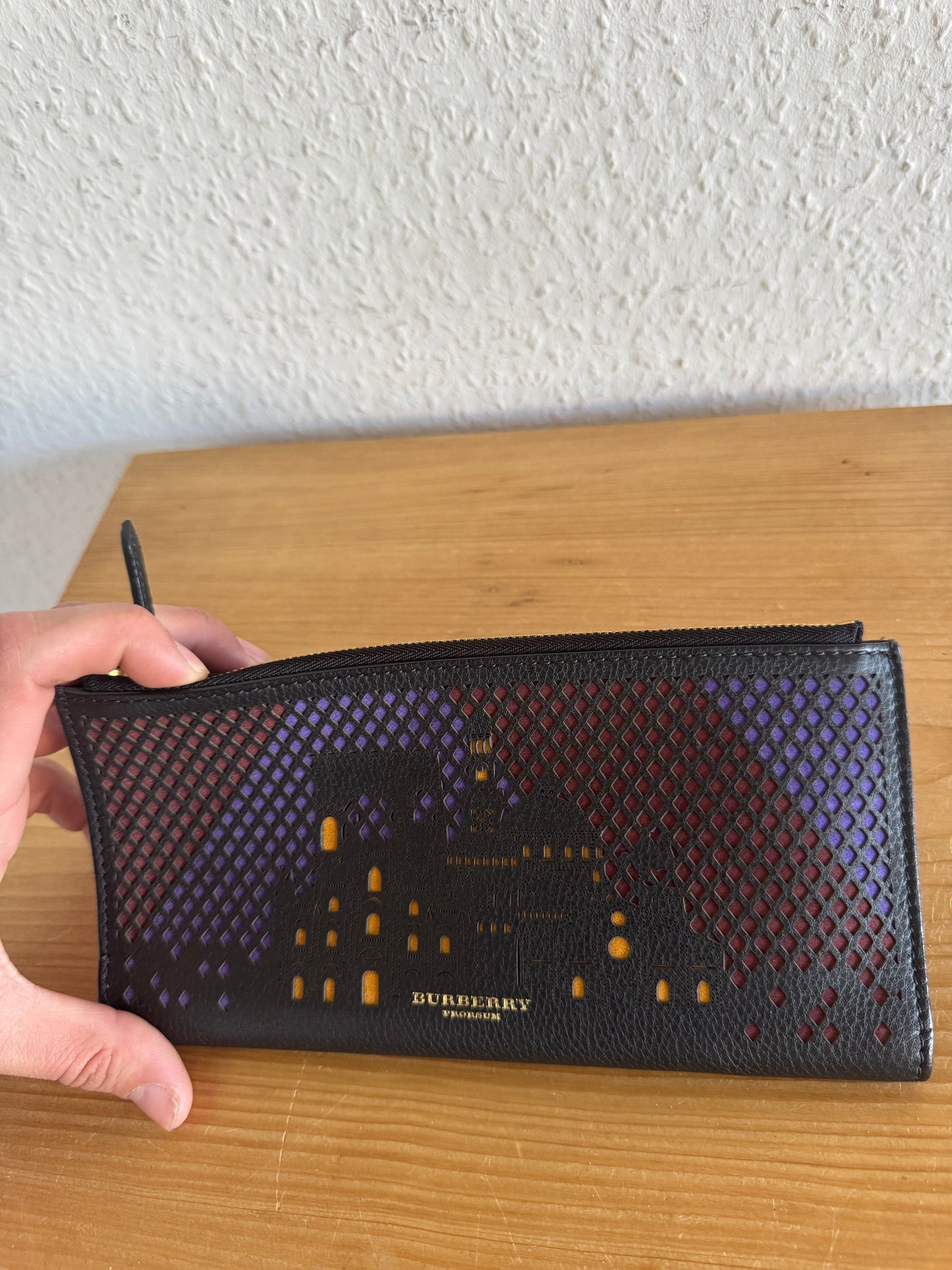 Burberry Prorsum Perforated Graphic Leather Wallet