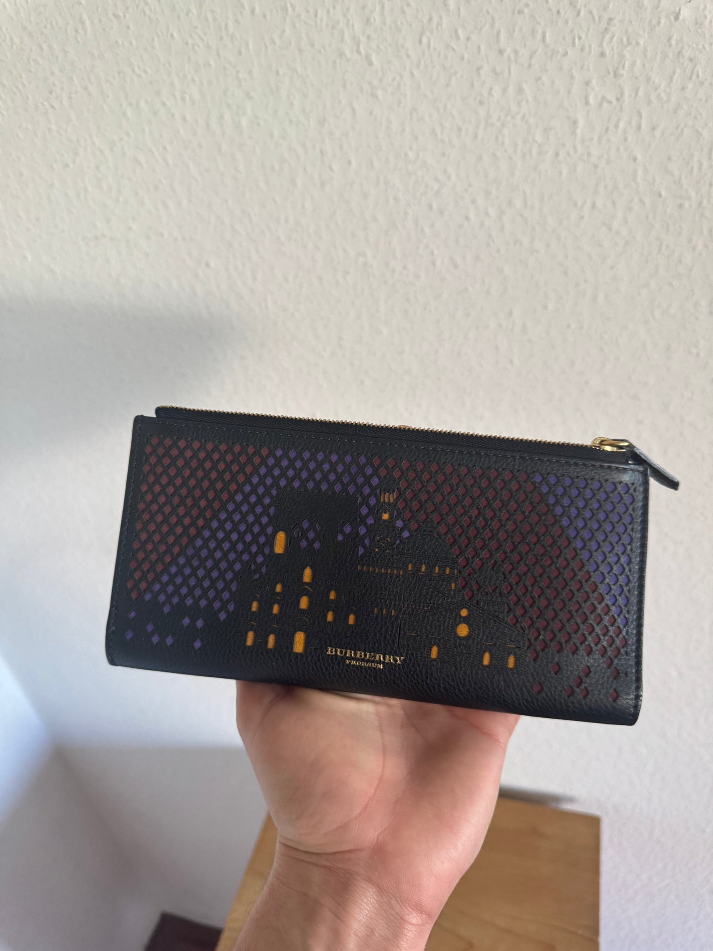 Burberry Prorsum Perforated Graphic Leather Wallet