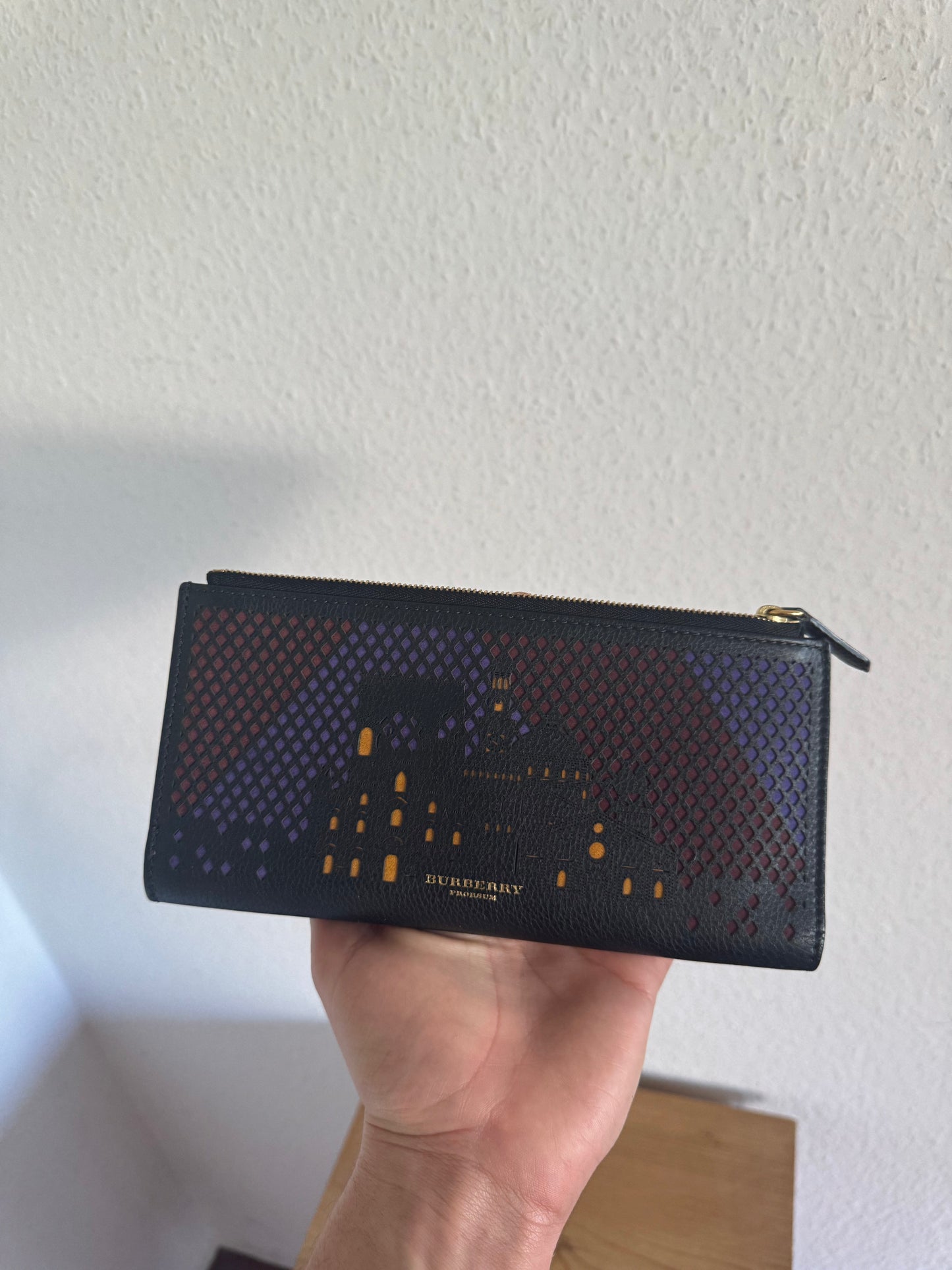 Burberry Prorsum Perforated Graphic Leather Wallet