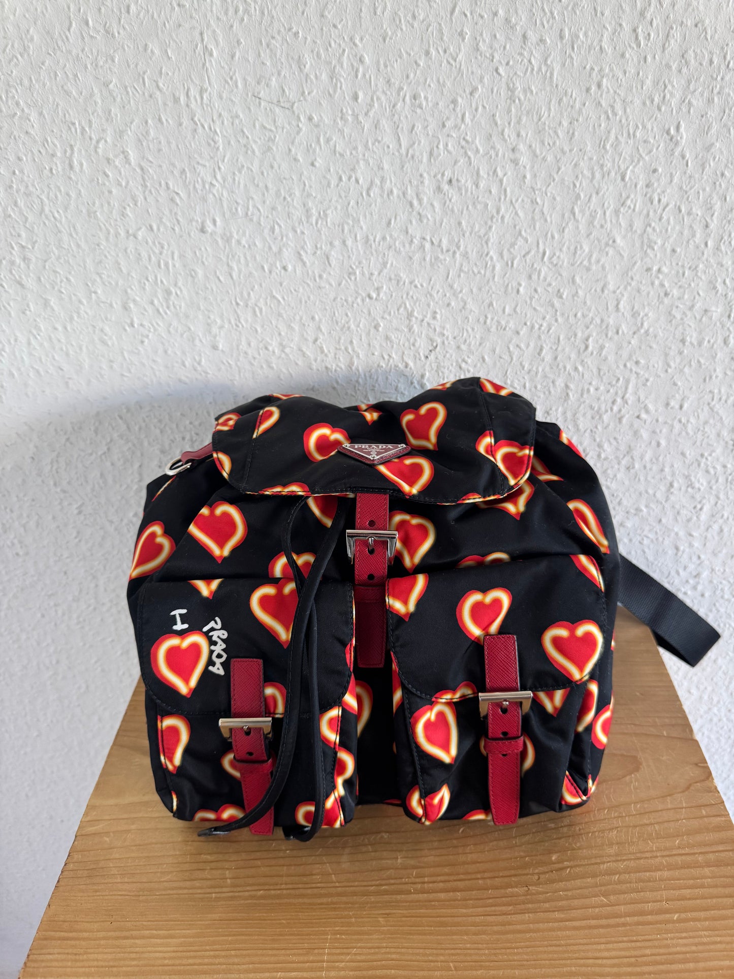Prada Heart Print Nylon Backpack