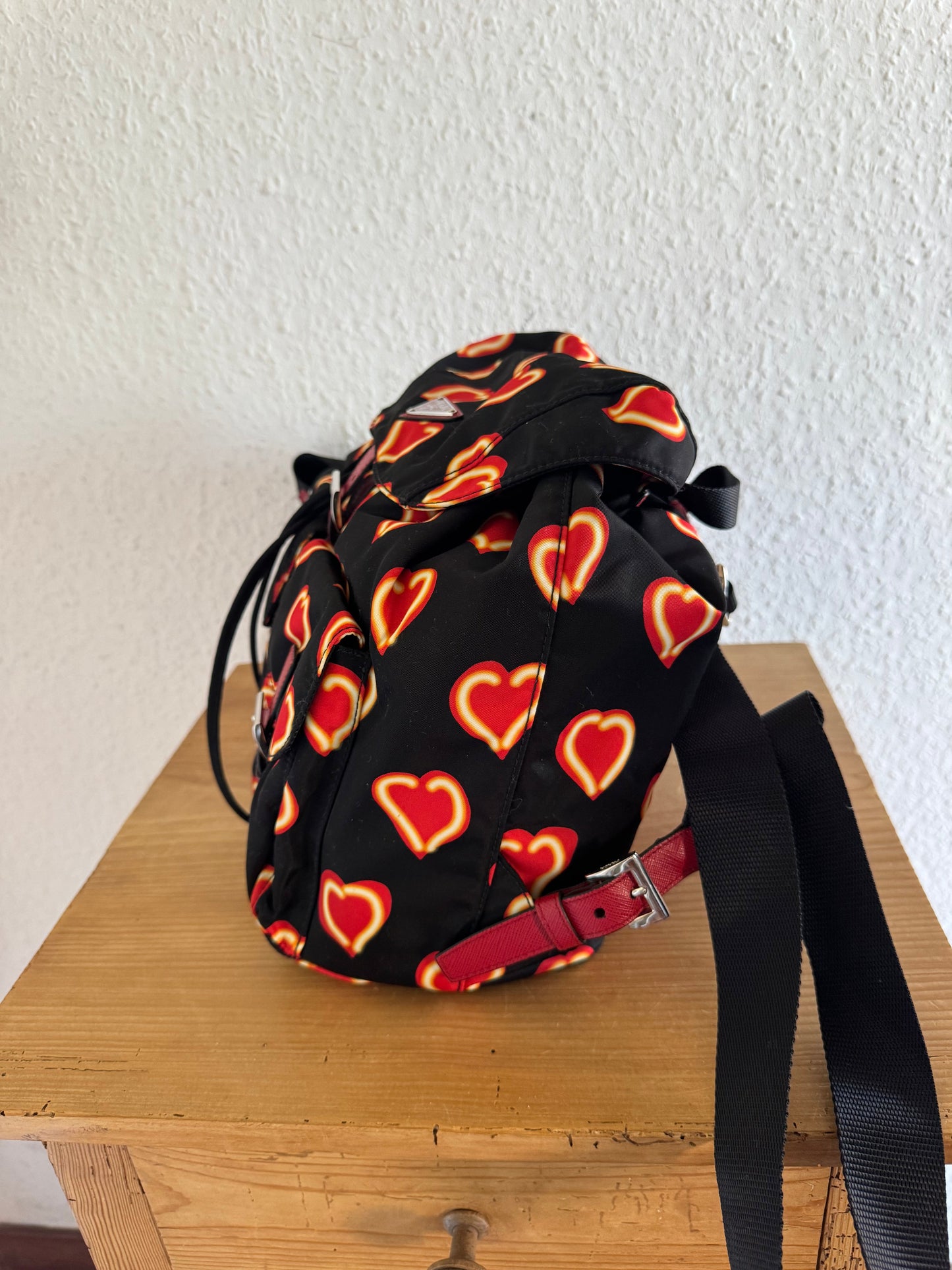 Prada Heart Print Nylon Backpack