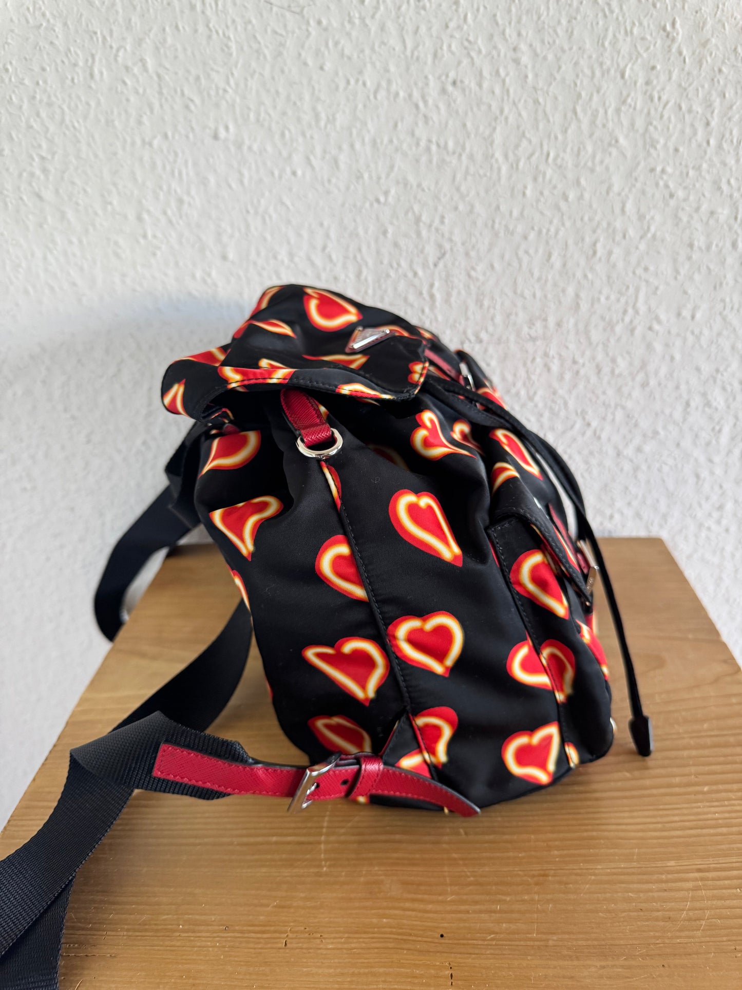 Prada Heart Print Nylon Backpack