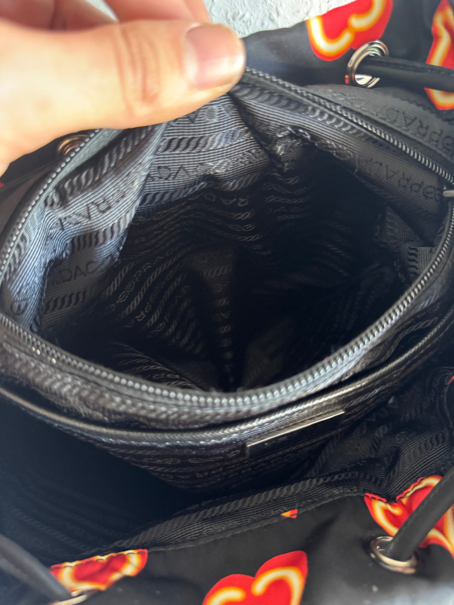 Prada Heart Print Nylon Backpack