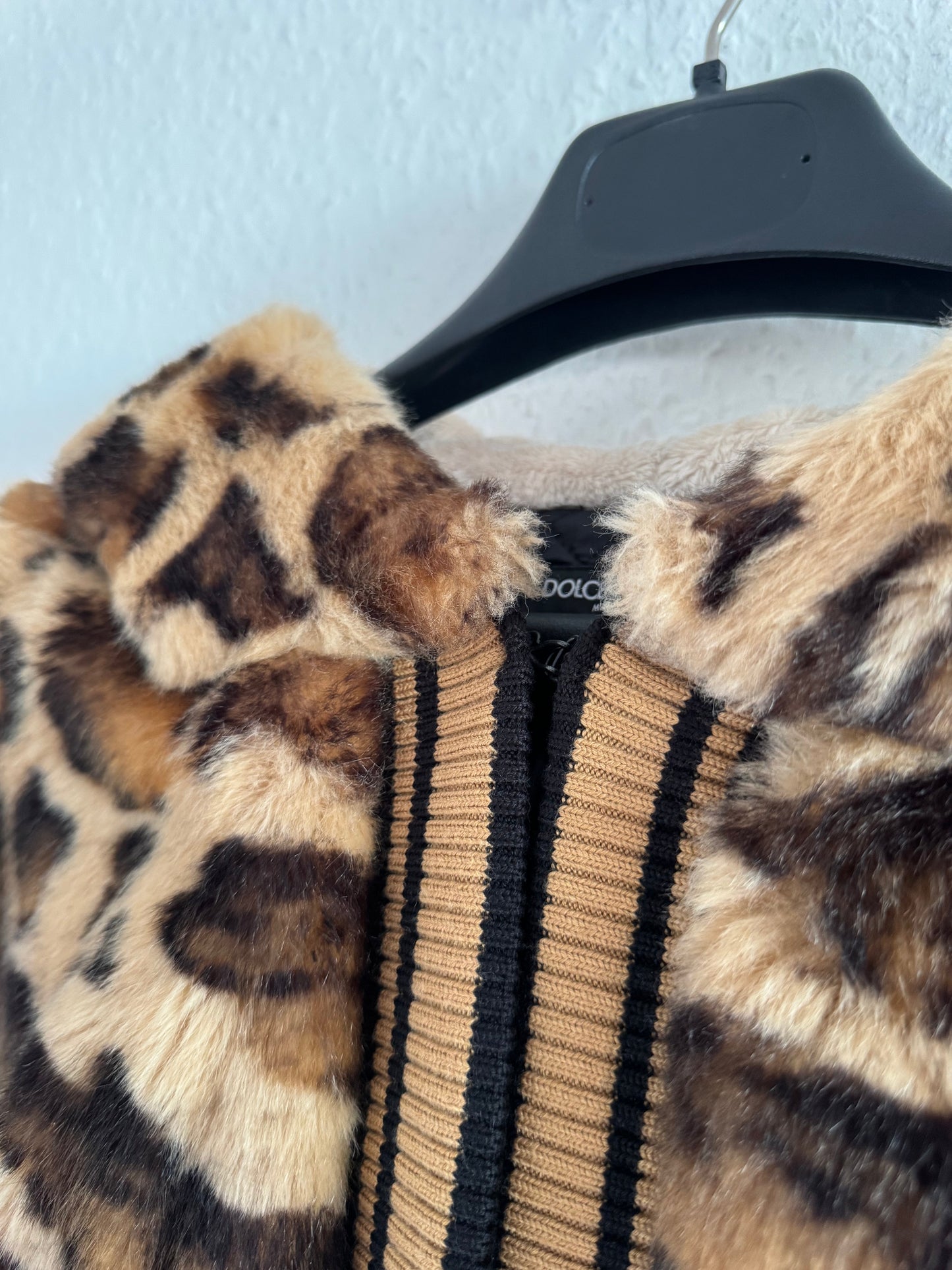 Dolce & Gabbana FW17 Leopard Faux Fur Hooded Vest