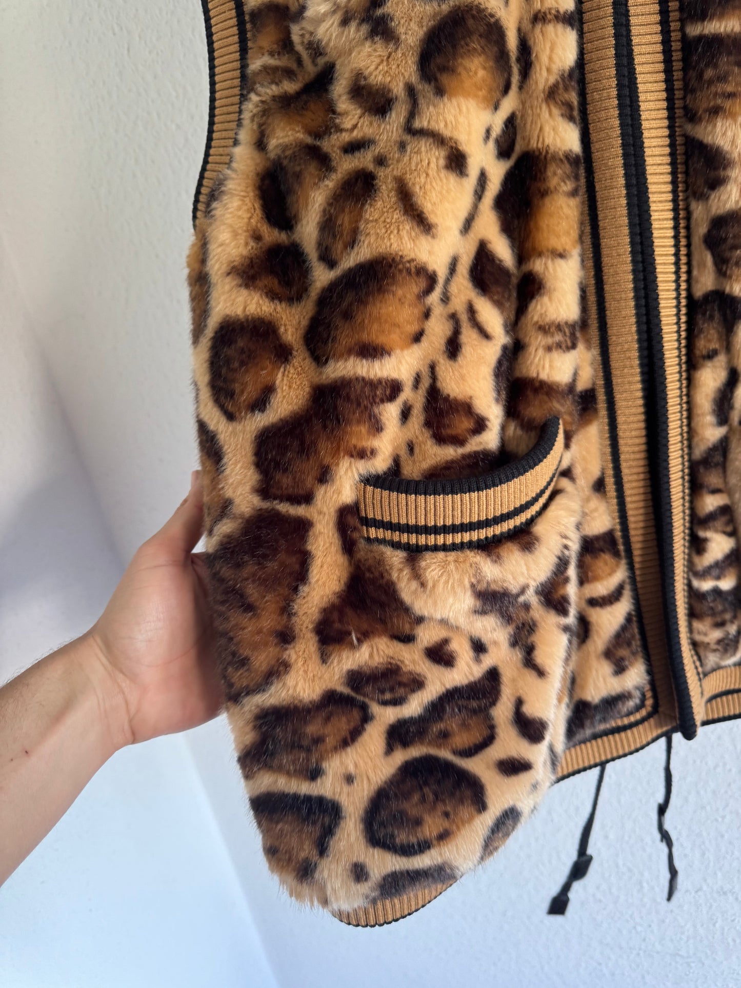 Dolce & Gabbana FW17 Leopard Faux Fur Hooded Vest