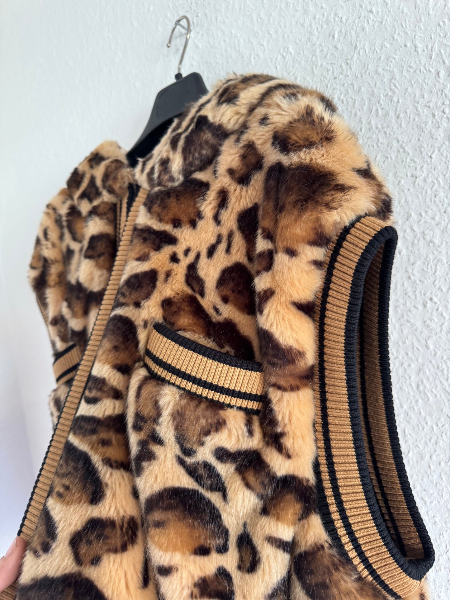 Dolce & Gabbana FW17 Leopard Faux Fur Hooded Vest