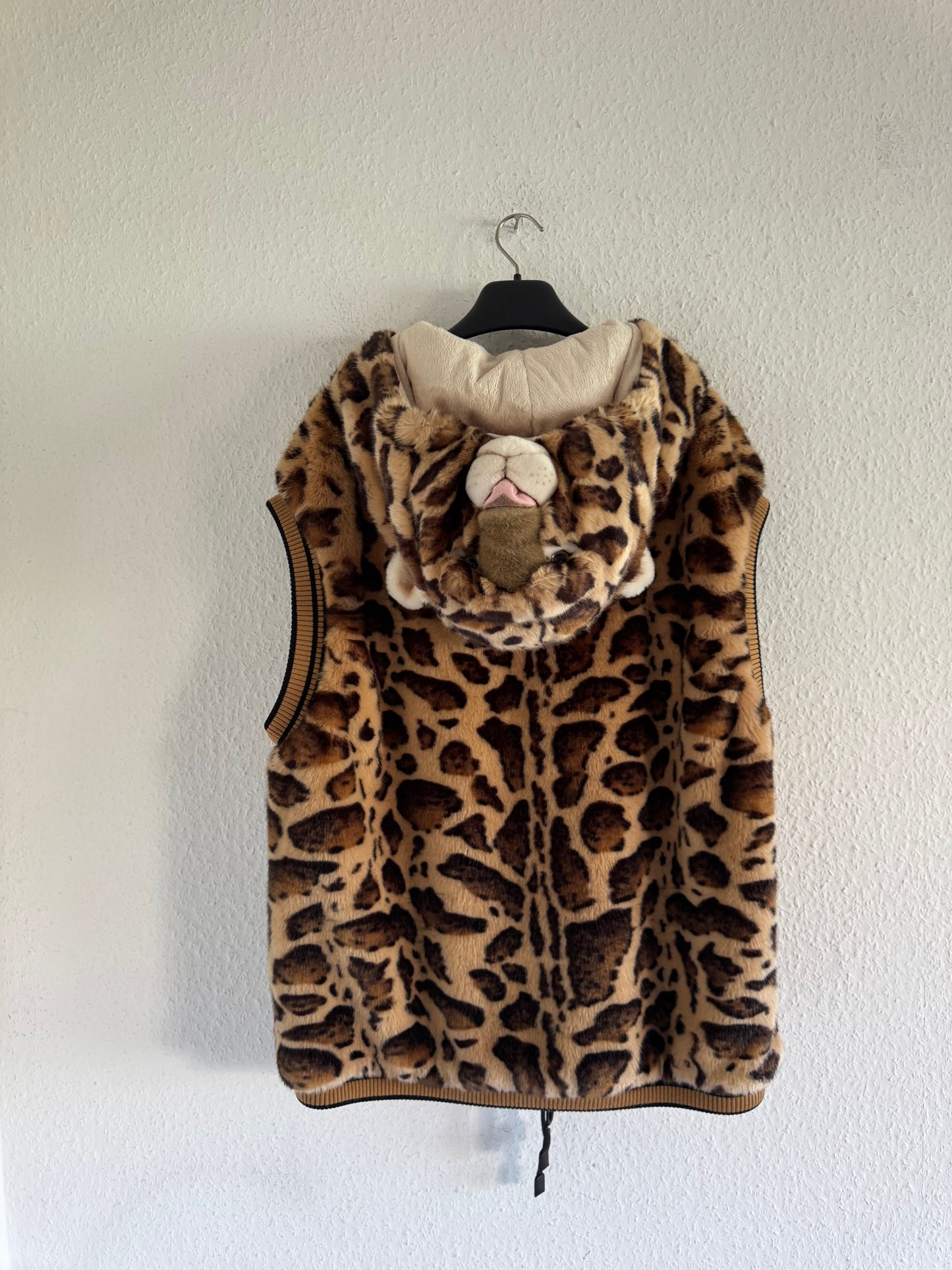 Dolce & Gabbana FW17 Leopard Faux Fur Hooded Vest