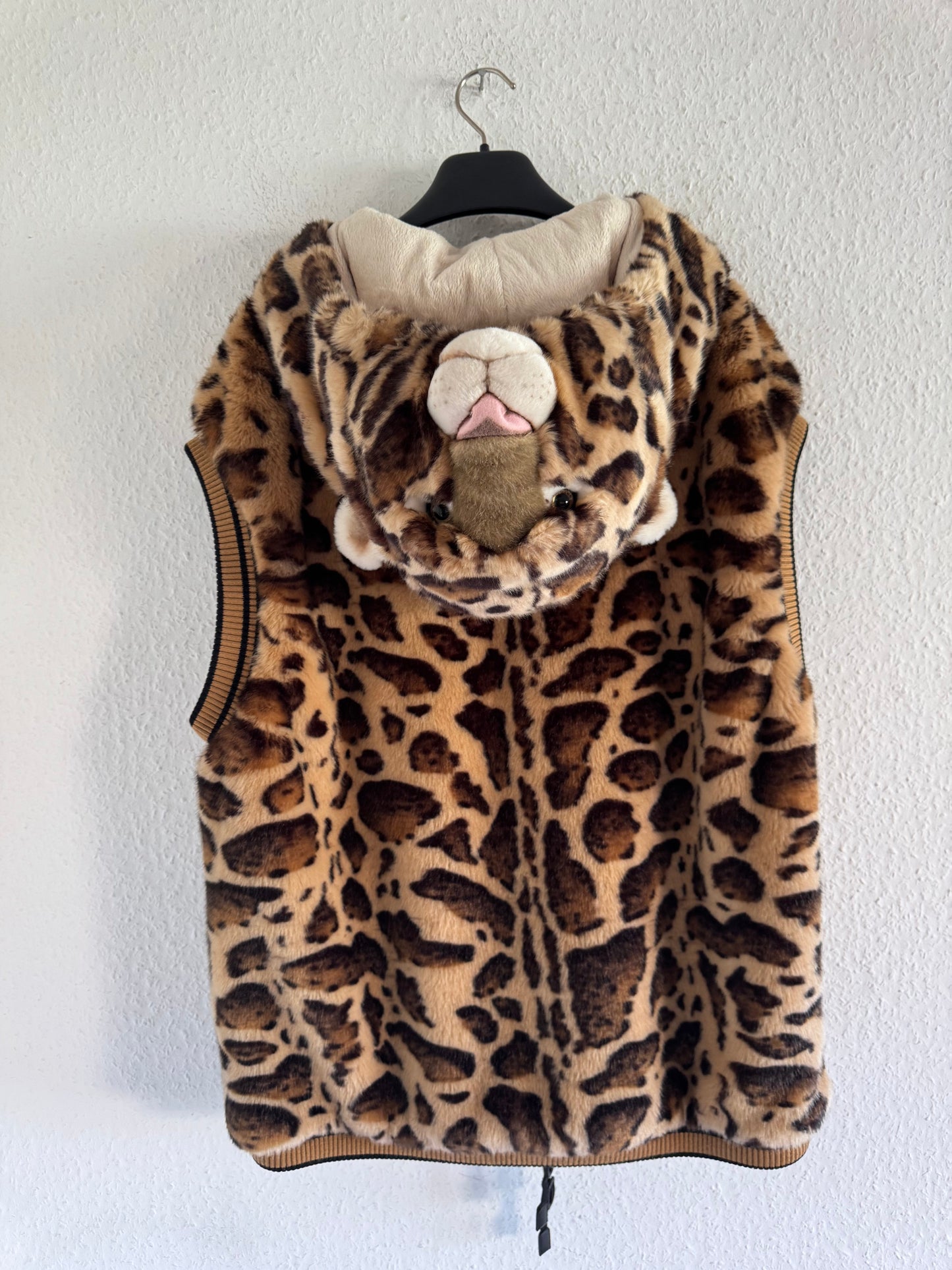 Dolce & Gabbana FW17 Leopard Faux Fur Hooded Vest