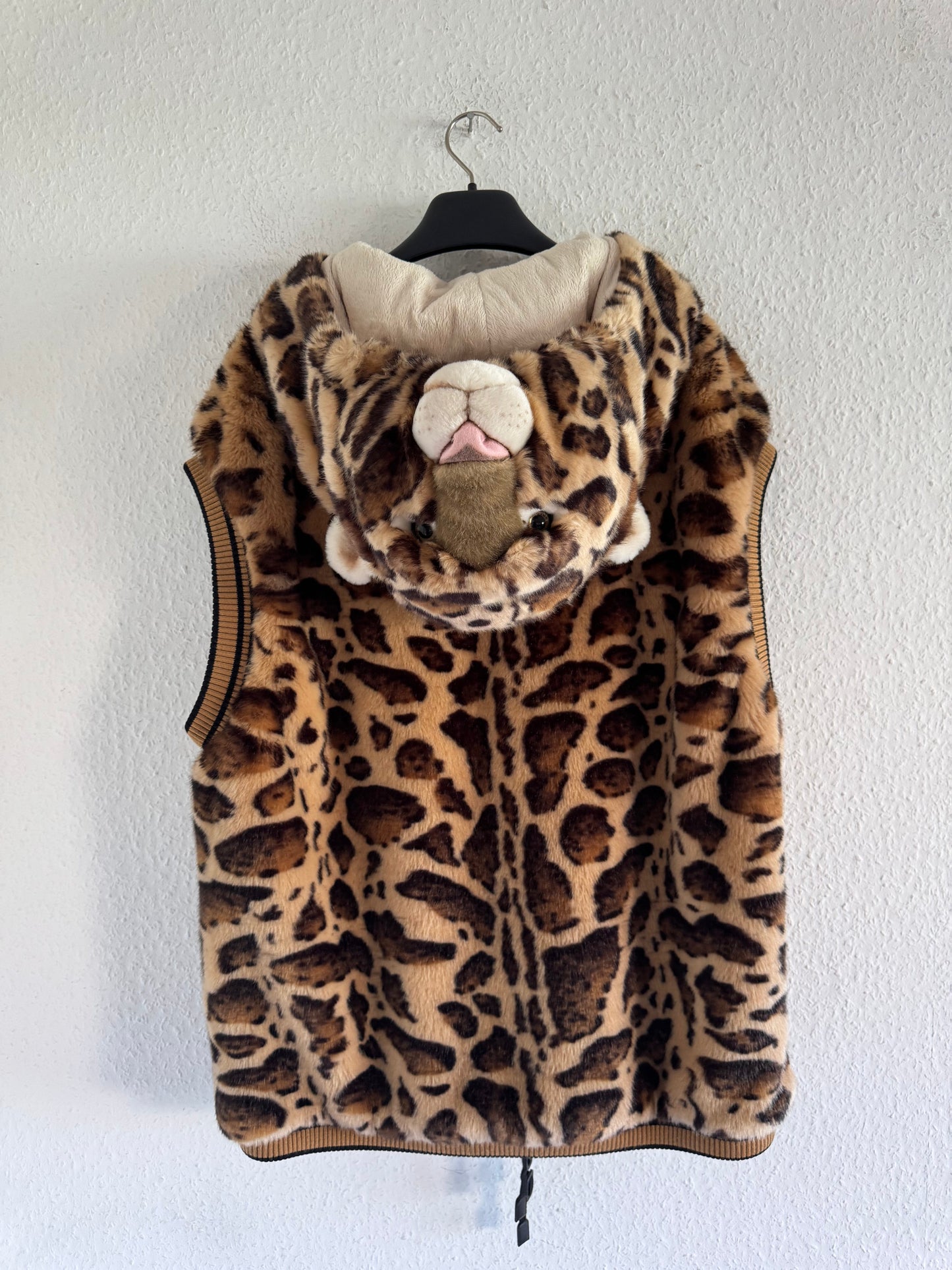 Dolce & Gabbana FW17 Leopard Faux Fur Hooded Vest