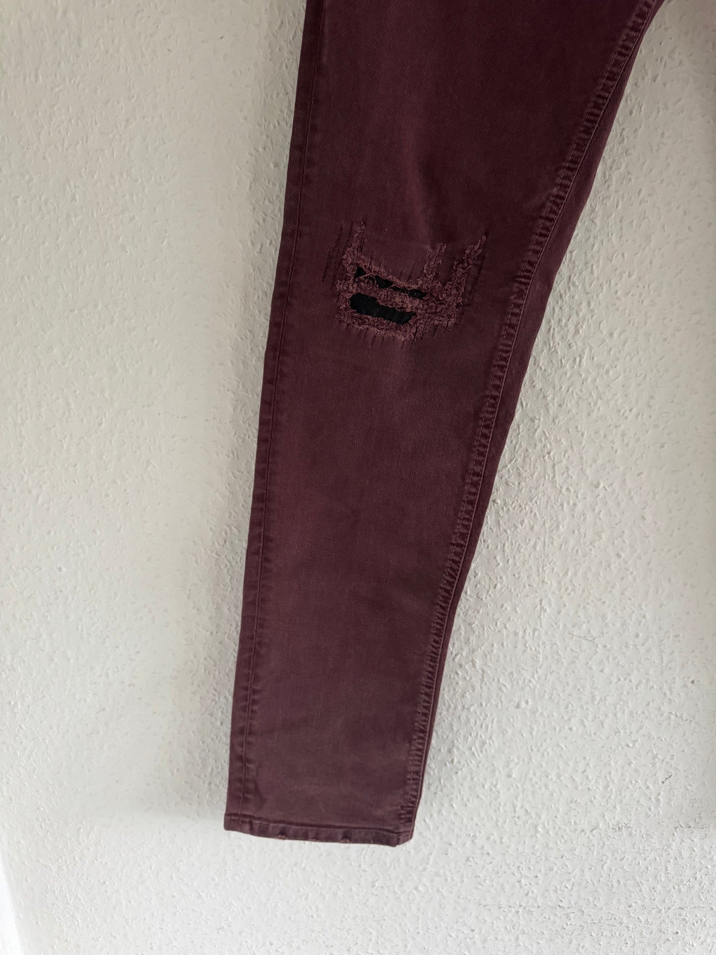 Just Cavalli Burgundy Distressed Slim Jeans
