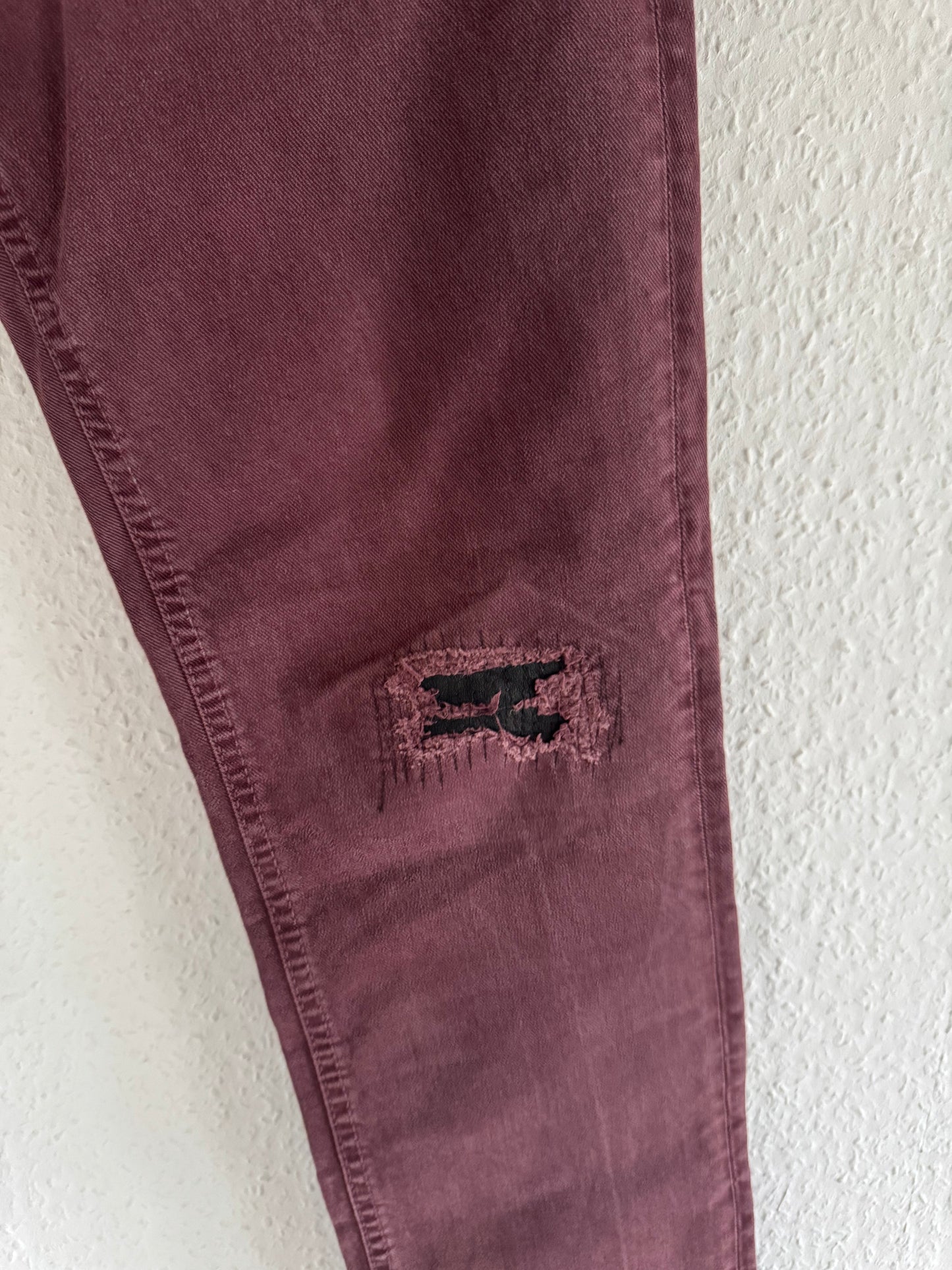 Just Cavalli Burgundy Distressed Slim Jeans