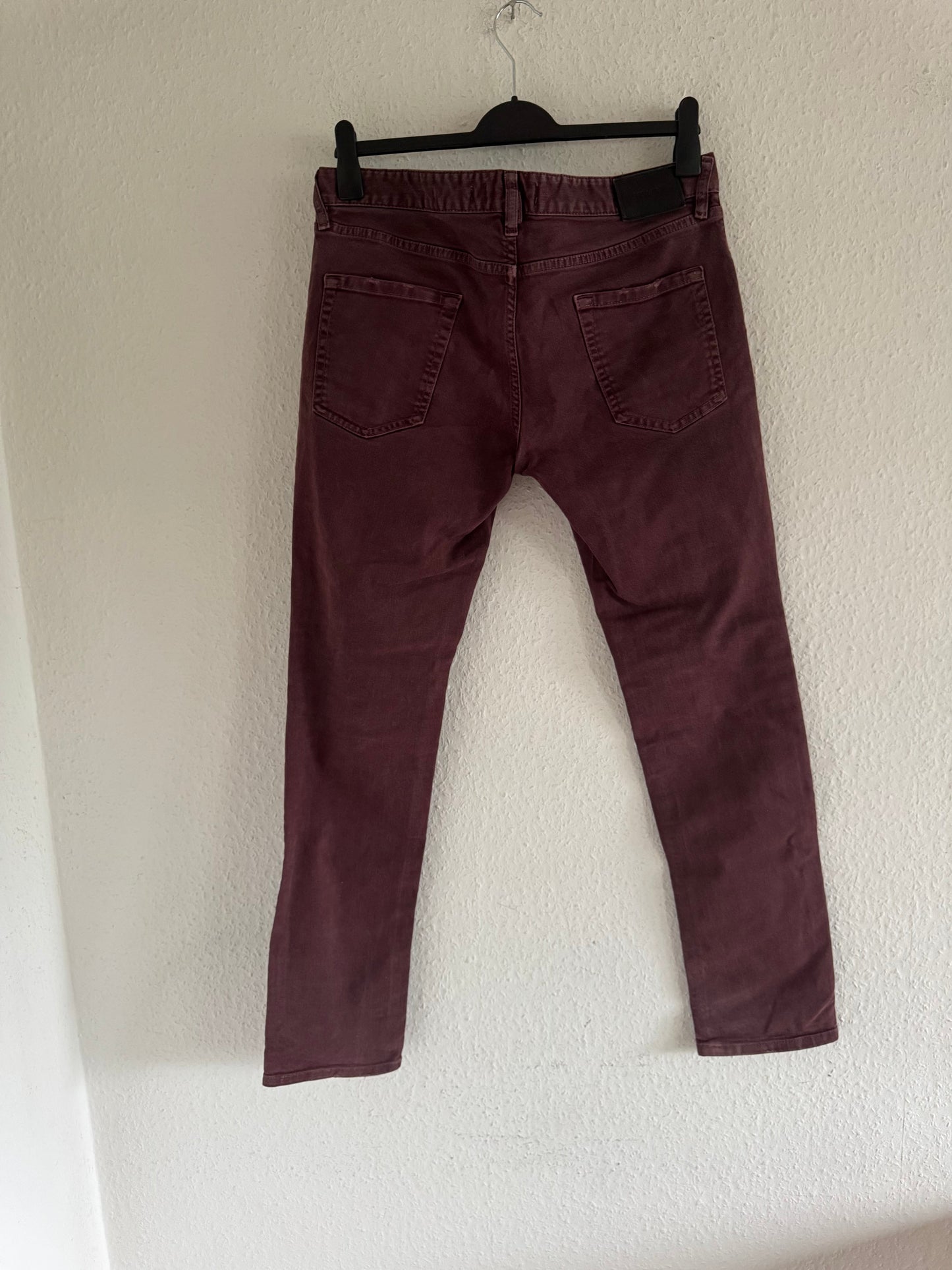 Just Cavalli Burgundy Distressed Slim Jeans