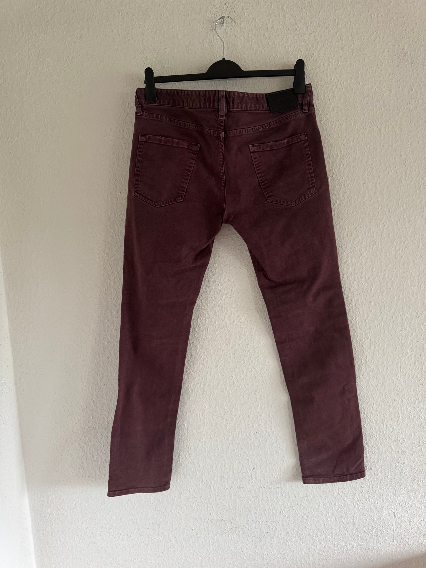 Just Cavalli Burgundy Distressed Slim Jeans