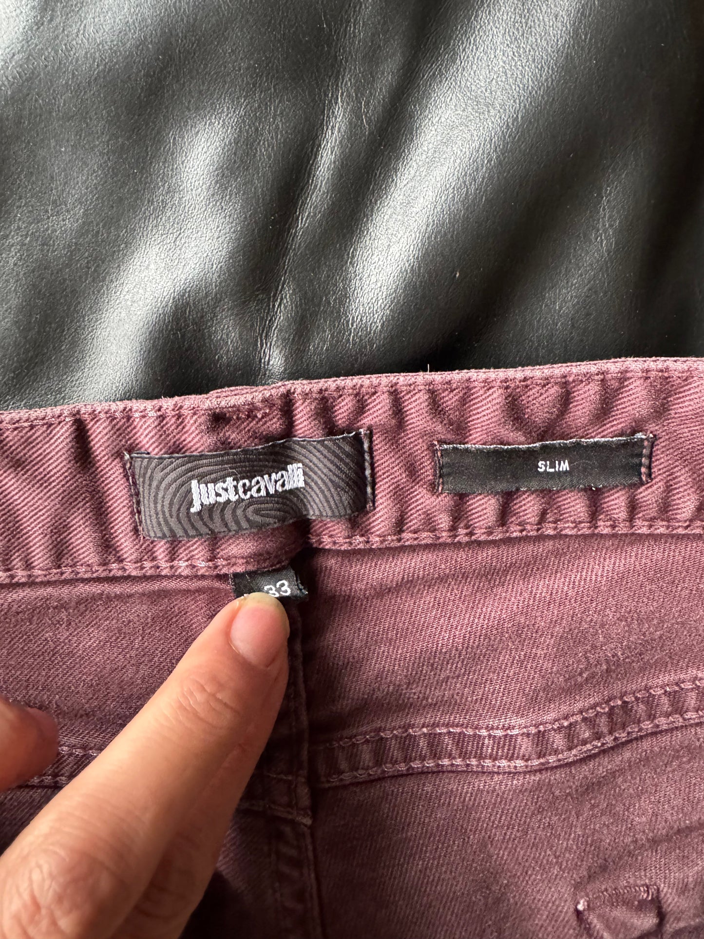 Just Cavalli Burgundy Distressed Slim Jeans