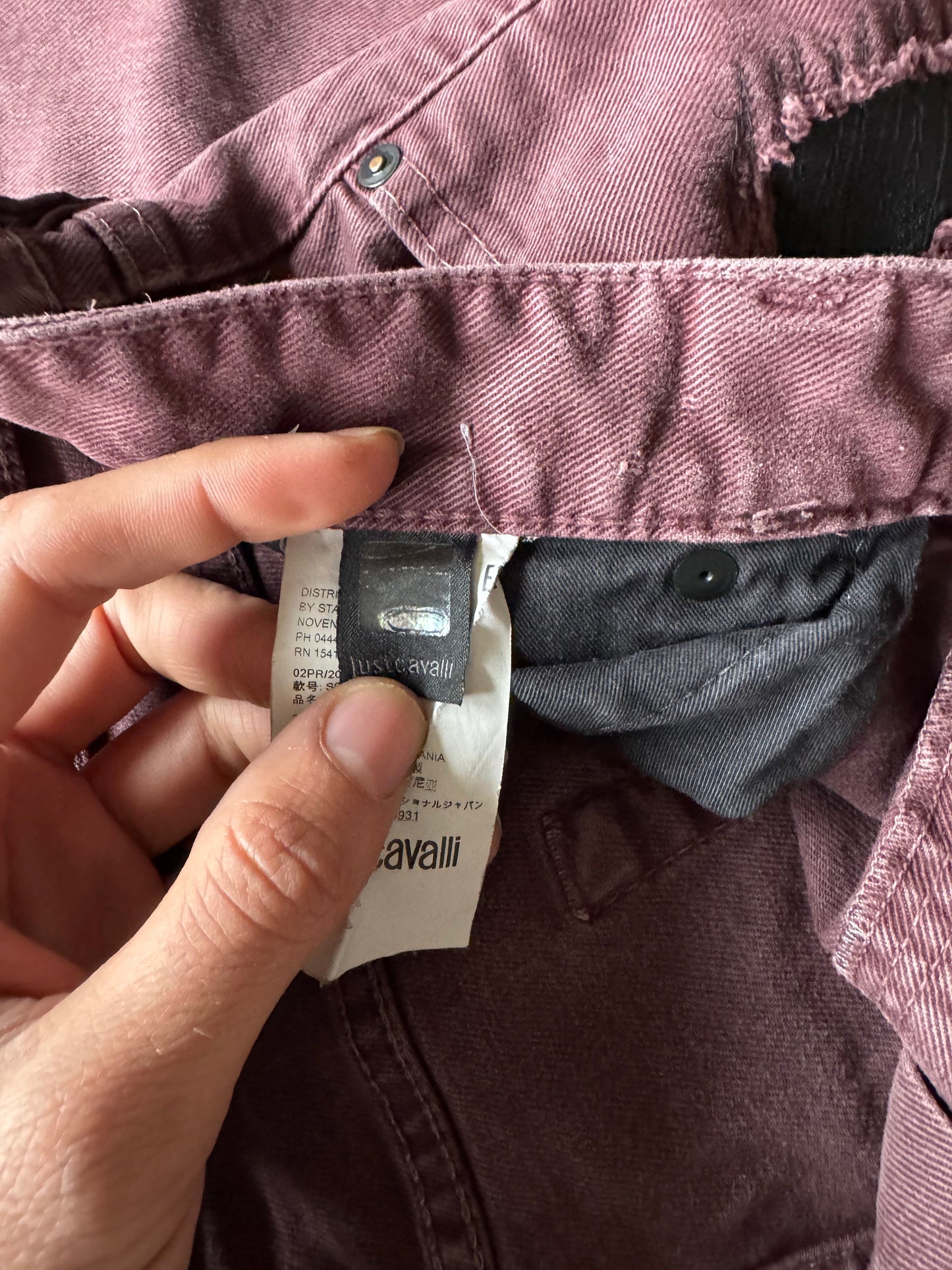Just Cavalli Burgundy Distressed Slim Jeans
