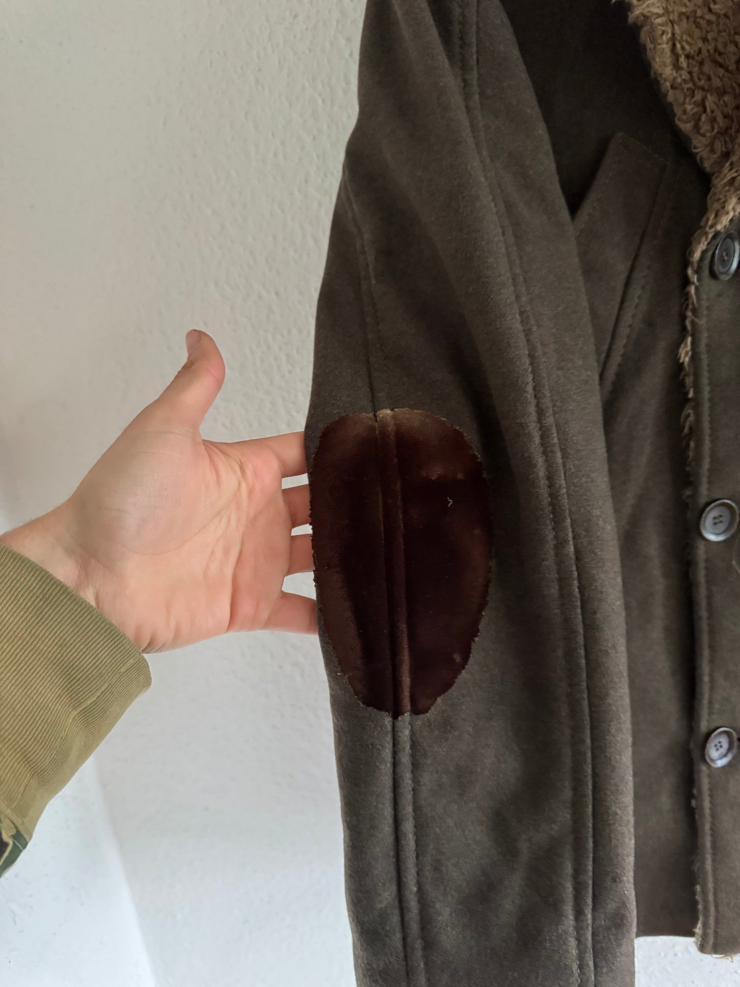 Just Cavalli Decorated Faux Fur Patch Wool Coat
