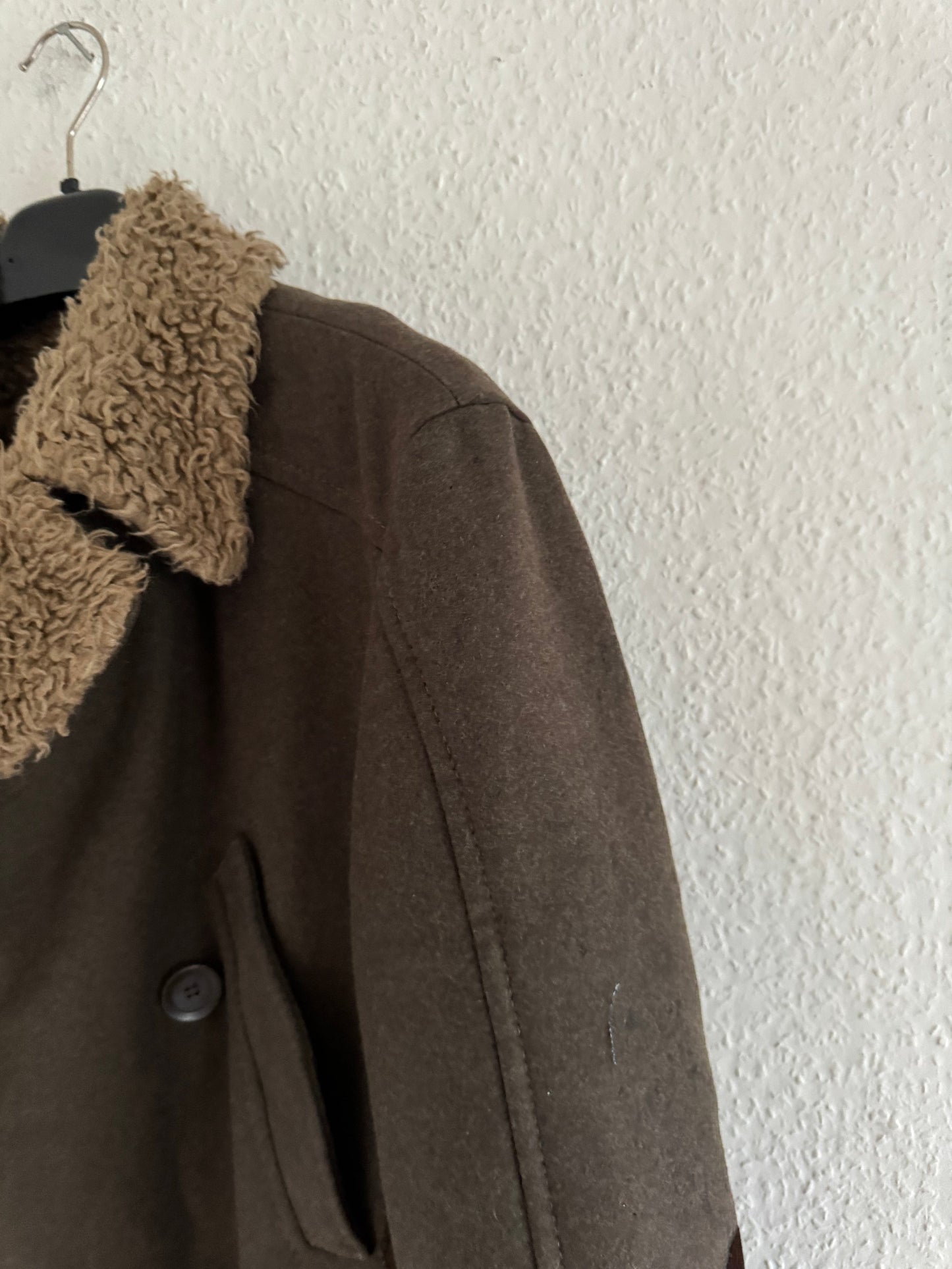 Just Cavalli Decorated Faux Fur Patch Wool Coat
