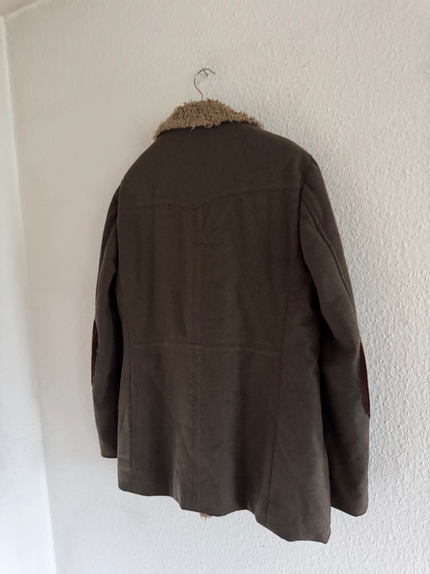 Just Cavalli Decorated Faux Fur Patch Wool Coat
