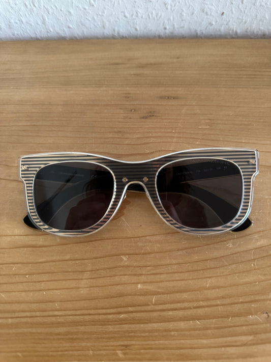 CKNYC1954S Striped Oversized Shield Sunglasses