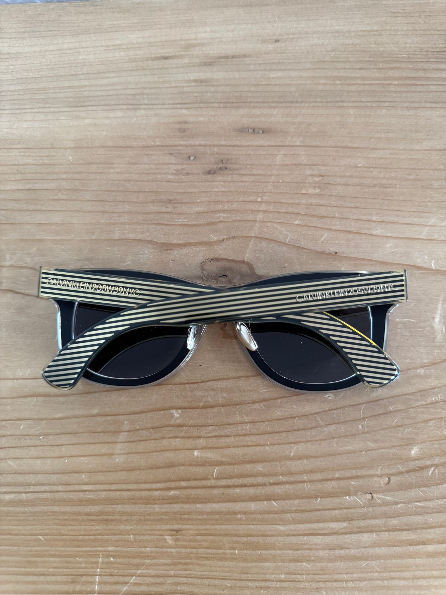 CKNYC1954S Striped Oversized Shield Sunglasses