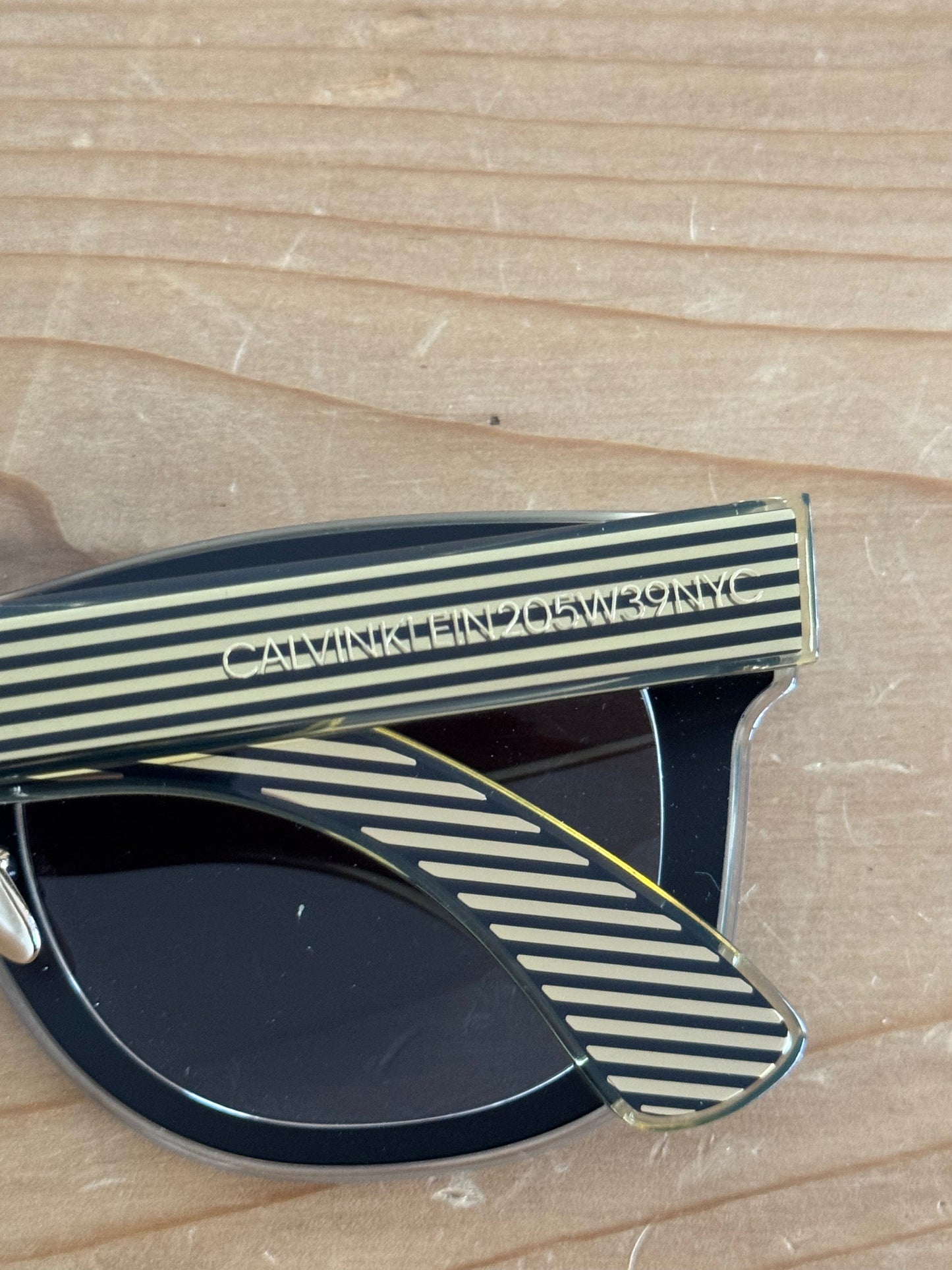 CKNYC1954S Striped Oversized Shield Sunglasses