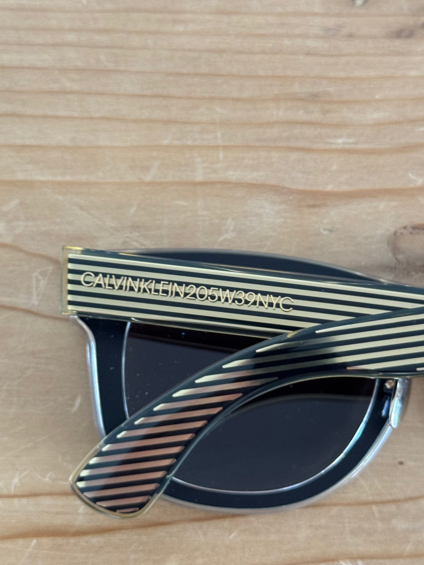 CKNYC1954S Striped Oversized Shield Sunglasses
