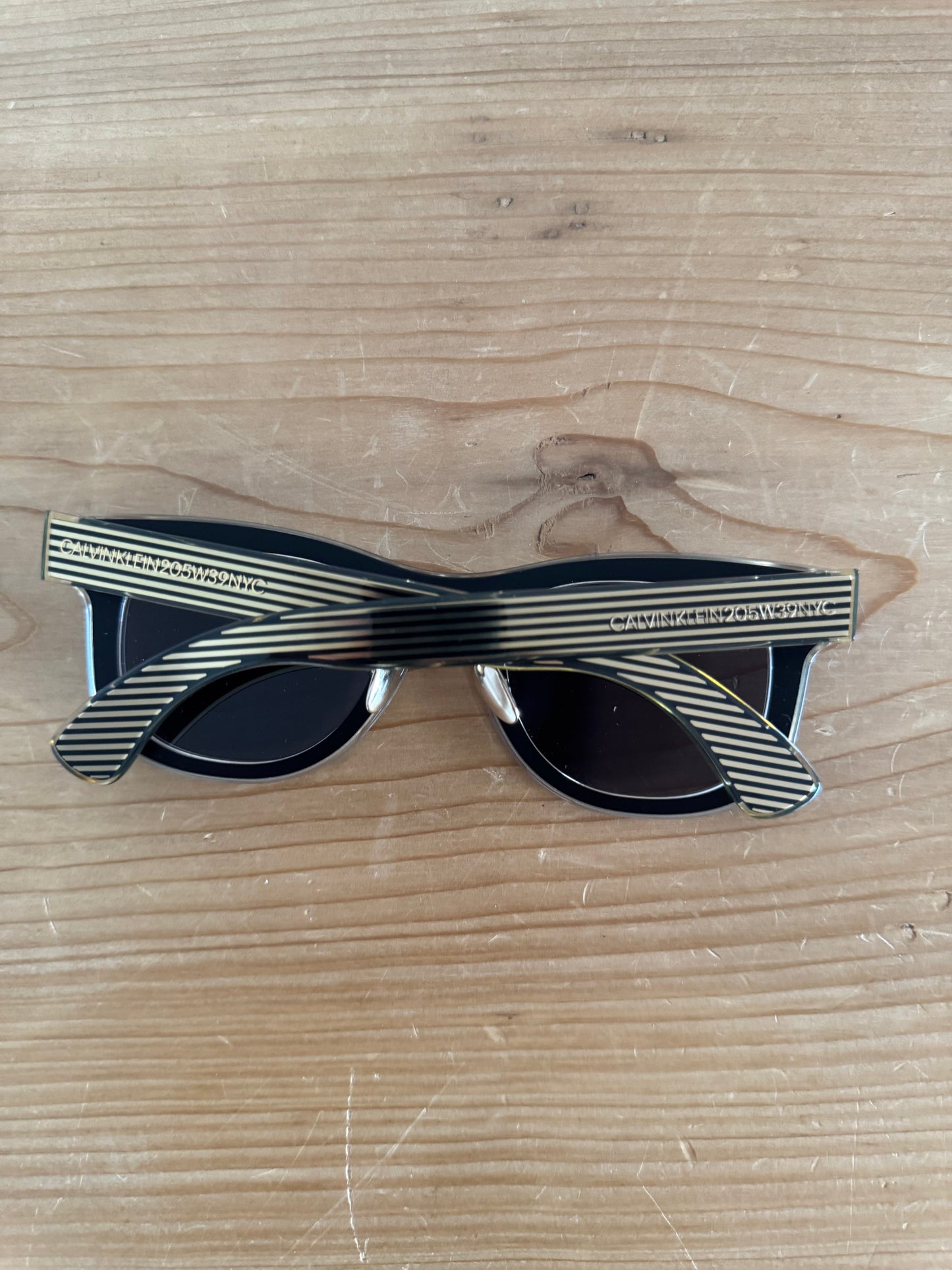 CKNYC1954S Striped Oversized Shield Sunglasses