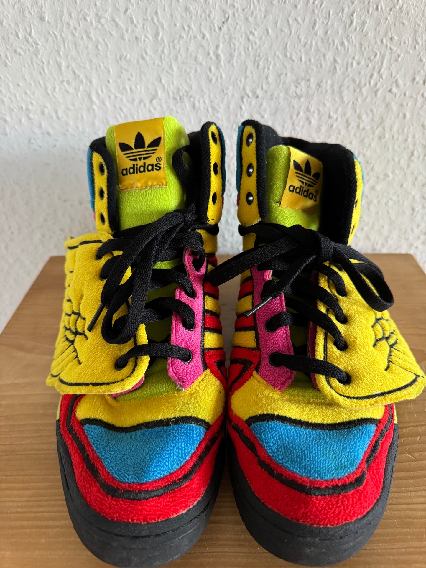 Adidas × Jeremy Scott Winged Rainbow Fleece High Top Sneakers