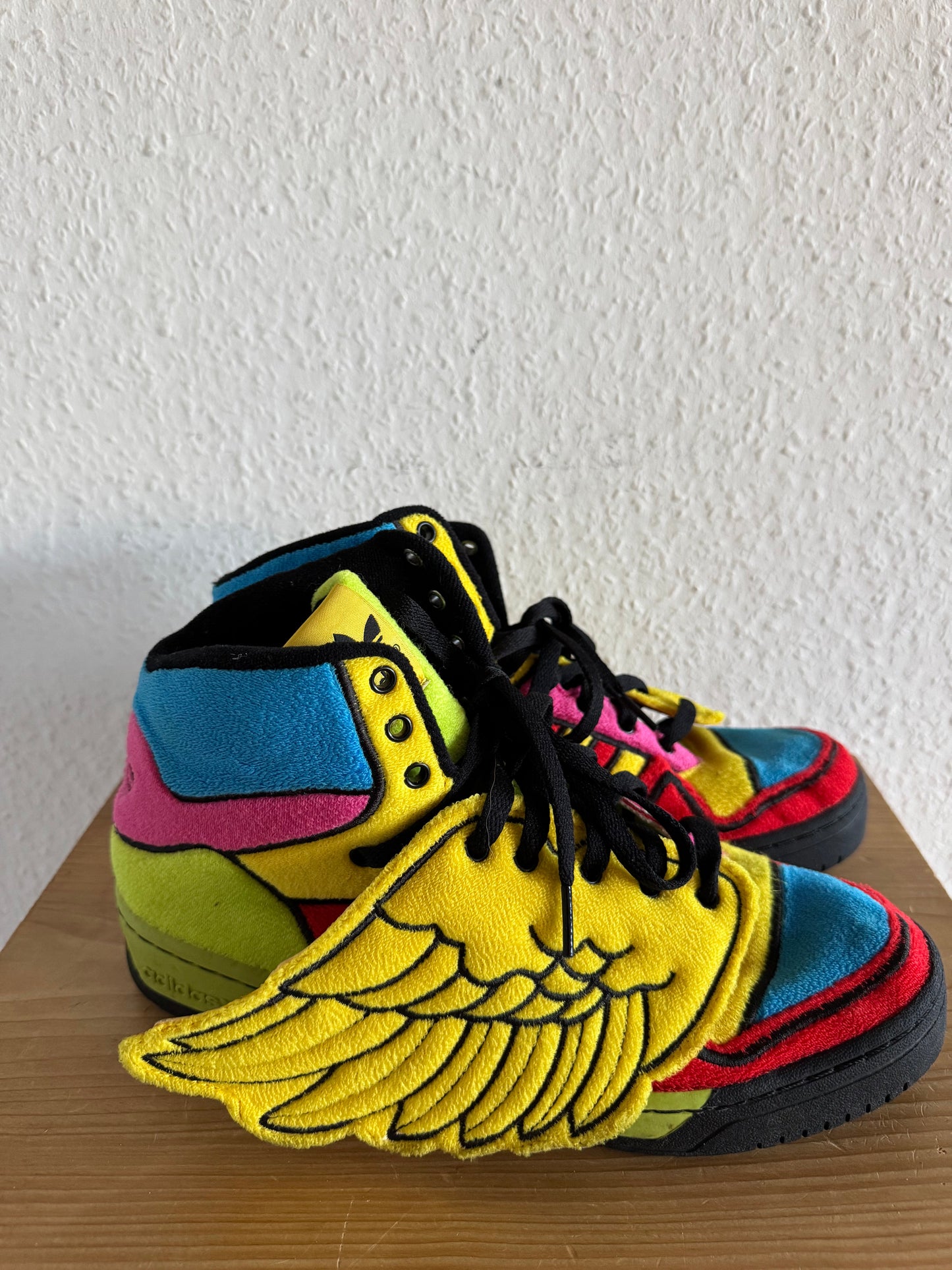 Adidas × Jeremy Scott Winged Rainbow Fleece High Top Sneakers