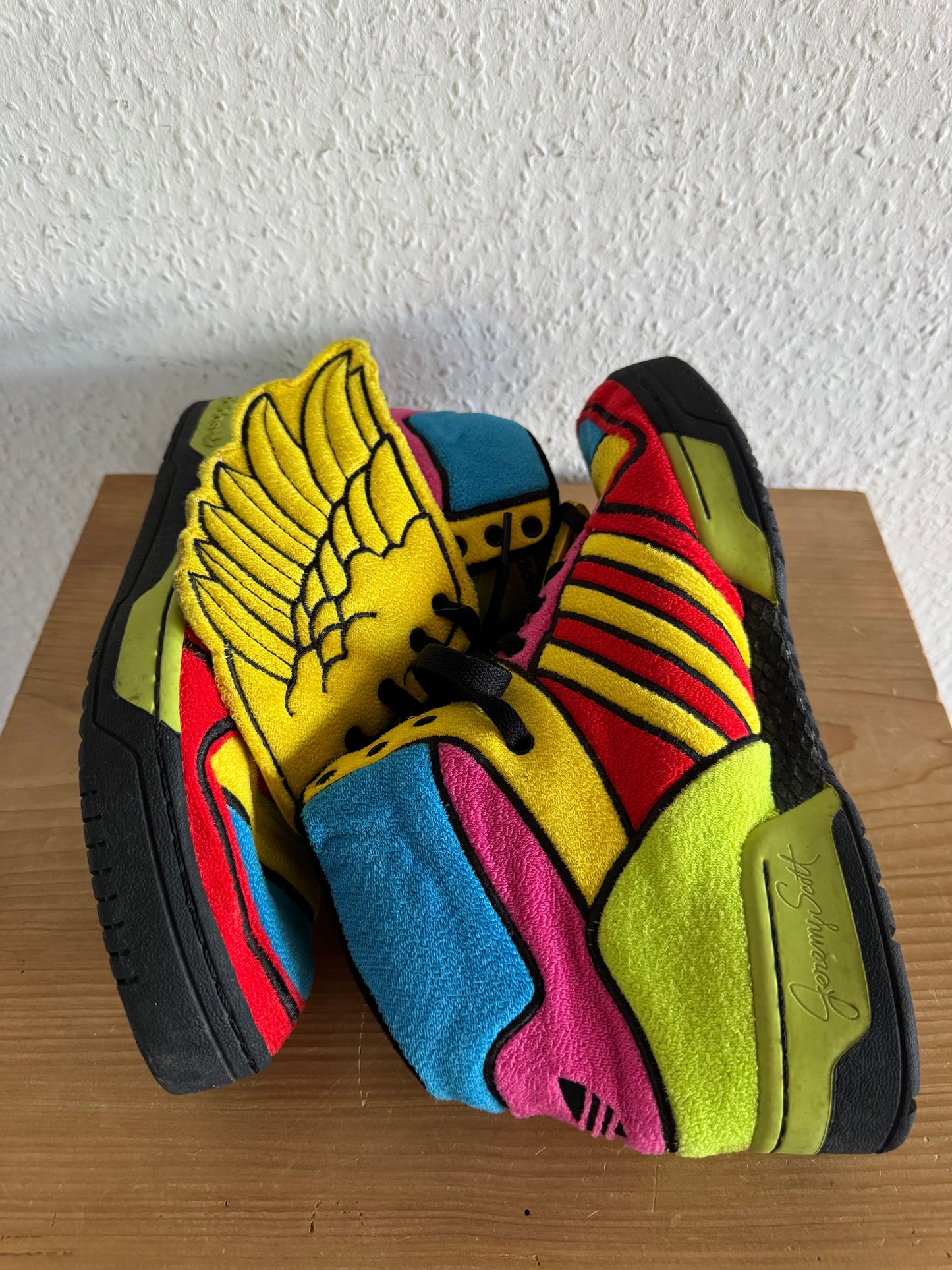 Adidas × Jeremy Scott Winged Rainbow Fleece High Top Sneakers