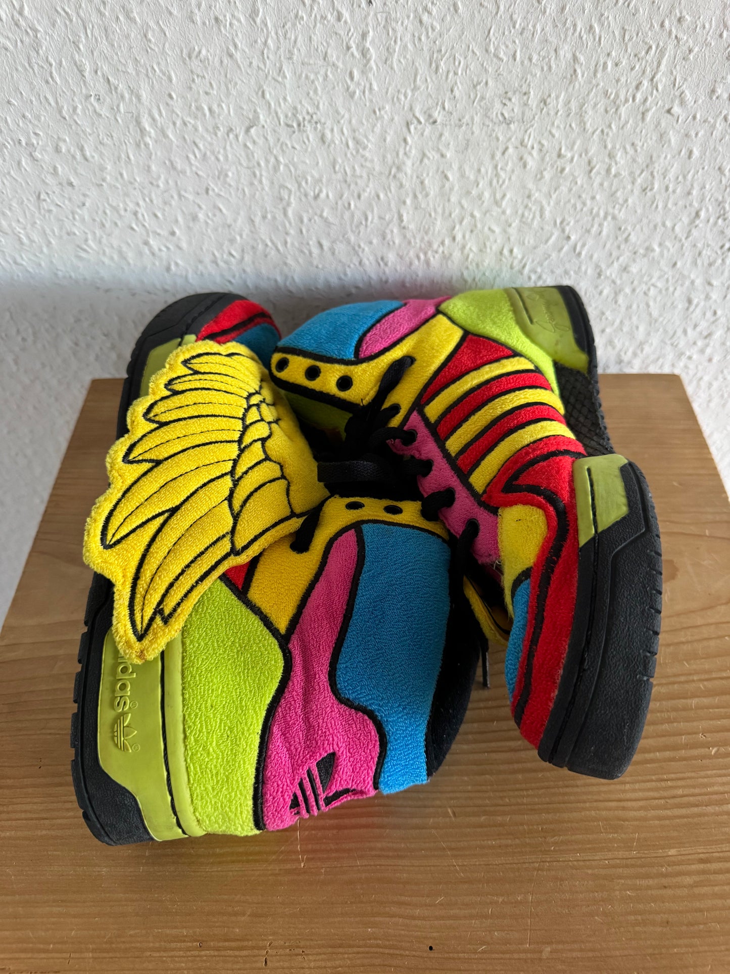 Adidas × Jeremy Scott Winged Rainbow Fleece High Top Sneakers