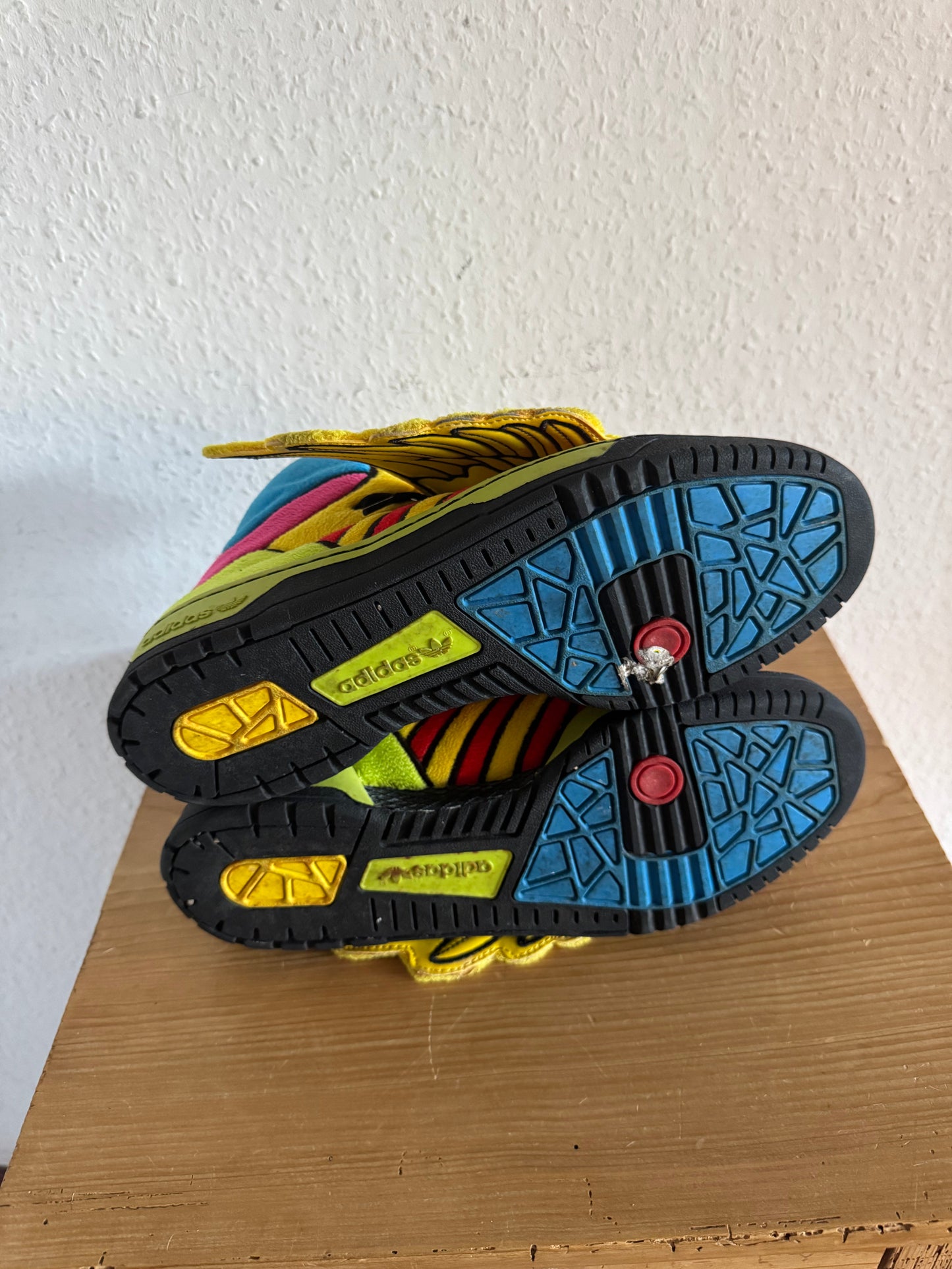 Adidas × Jeremy Scott Winged Rainbow Fleece High Top Sneakers