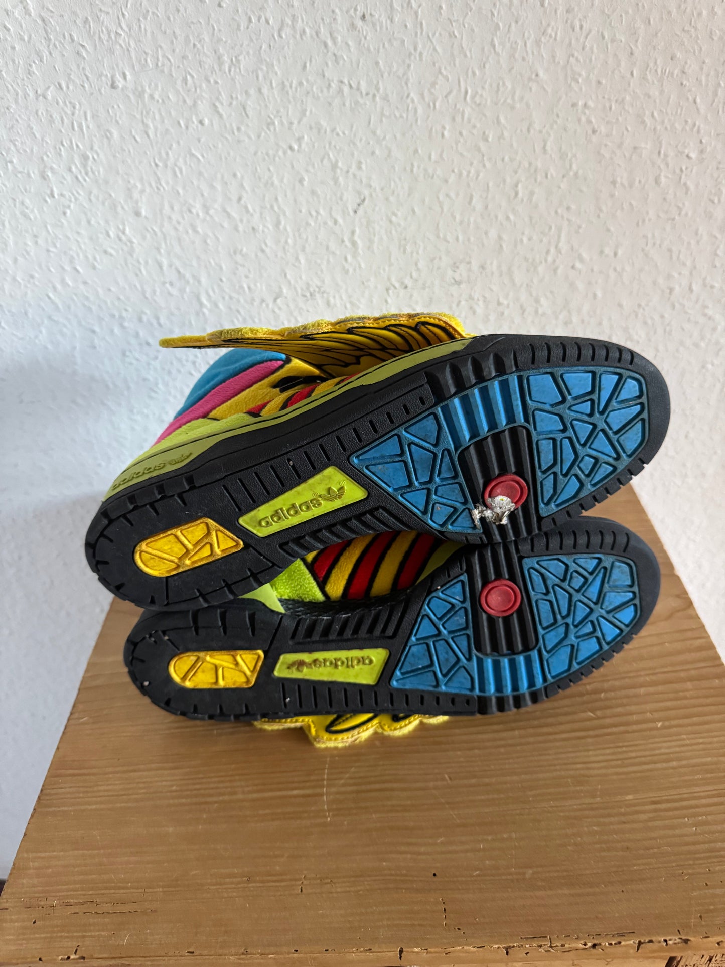Adidas × Jeremy Scott Winged Rainbow Fleece High Top Sneakers