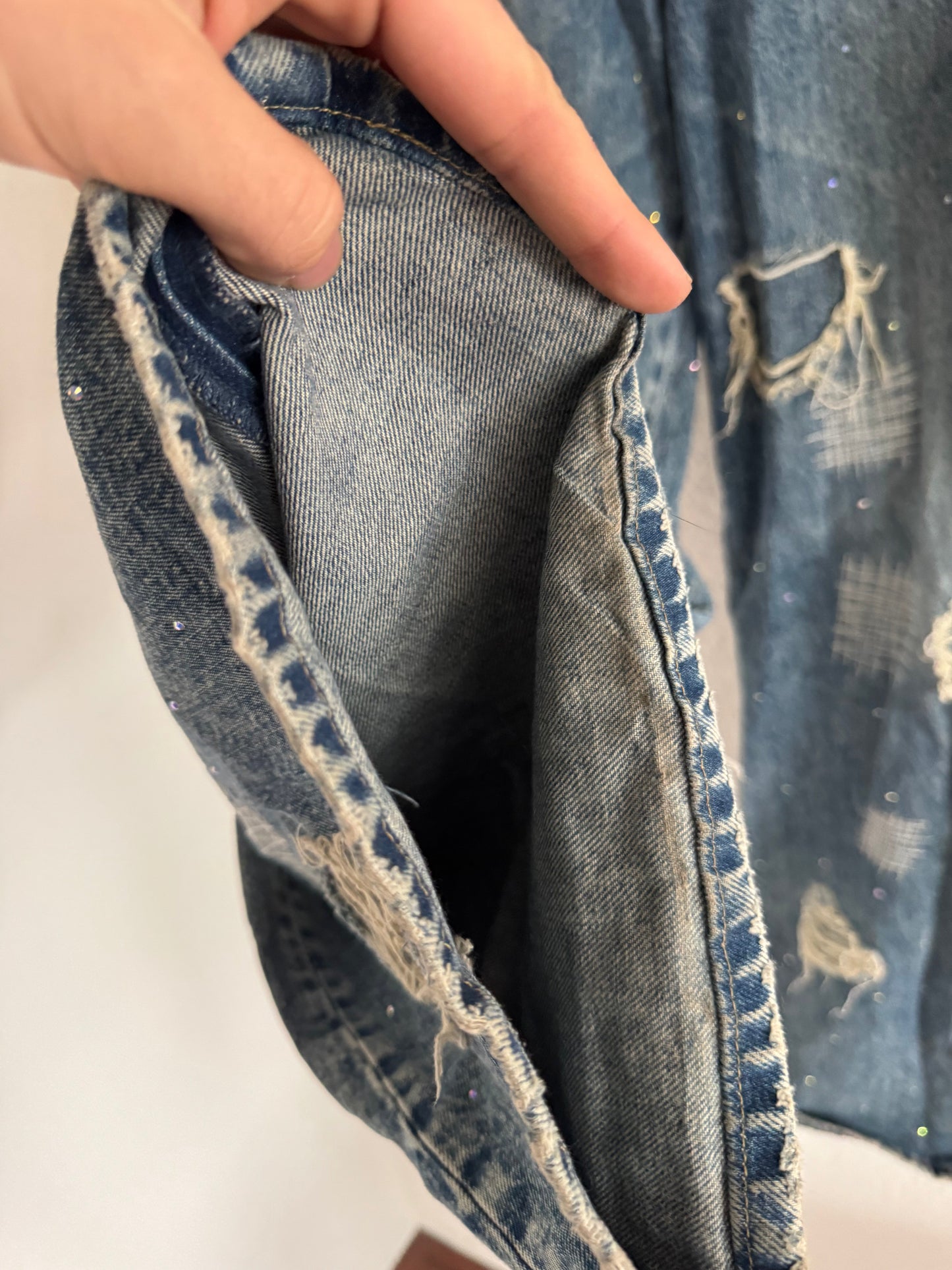 H&M × Jean-Michel Basquiat × Who Decides War Distressed Rhinestone Graphic Denim Jeans