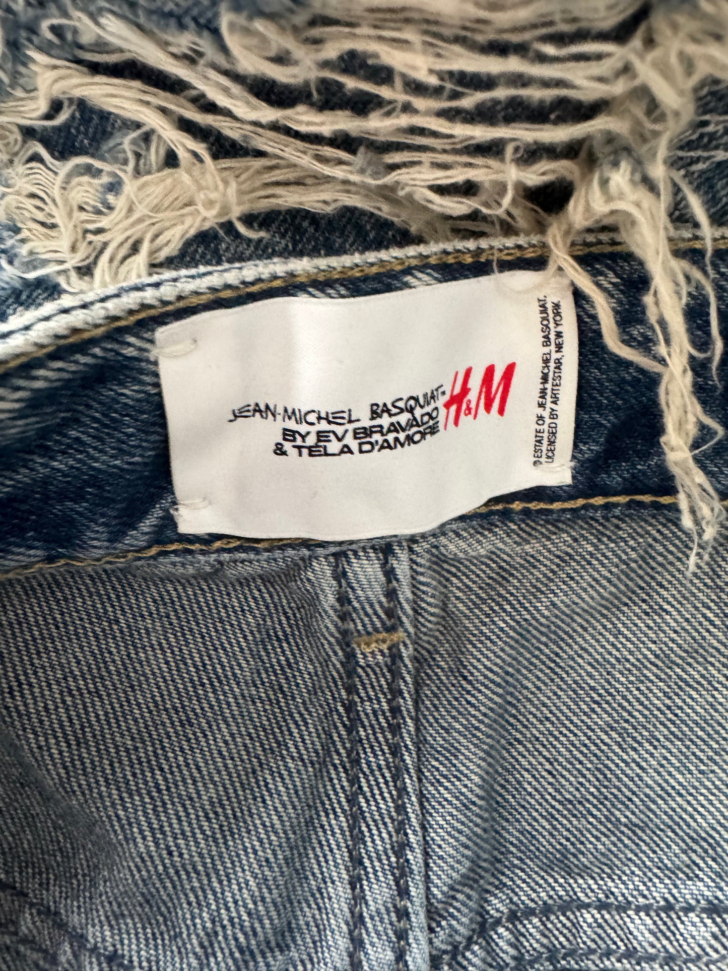 H&M × Jean-Michel Basquiat × Who Decides War Distressed Rhinestone Graphic Denim Jeans